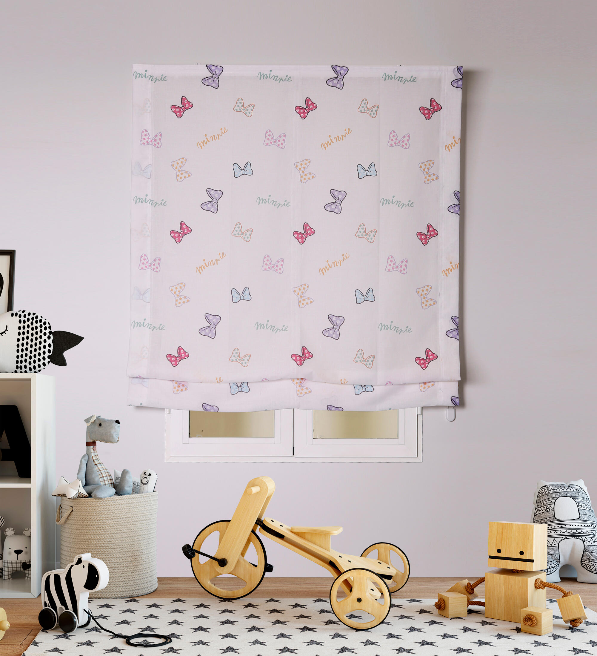 Estor plegable paqueto lacitos multicolor de 105x175 cm