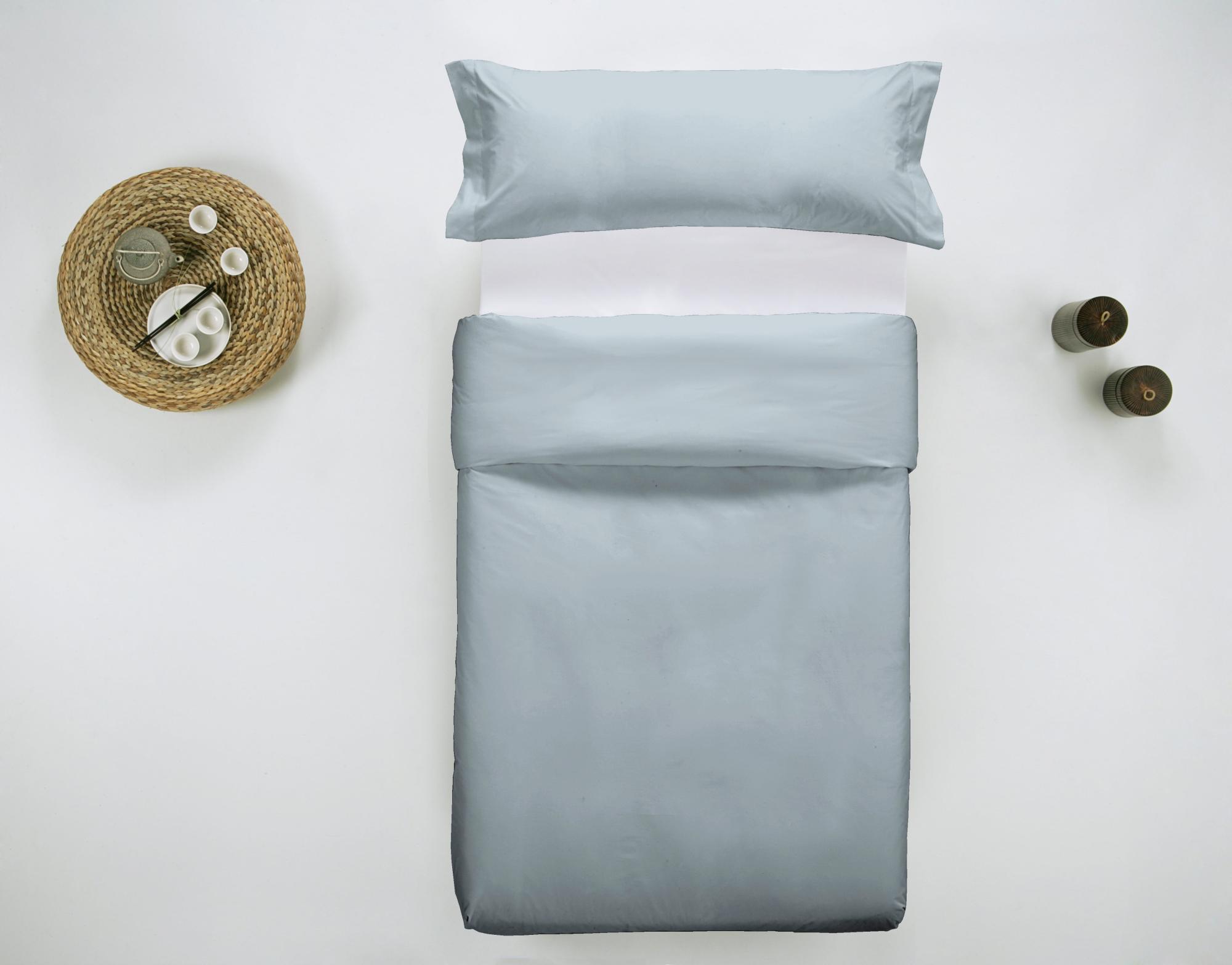 Funda nórdica Wash grament lisa algodón 200 hilos azul cielo para cama