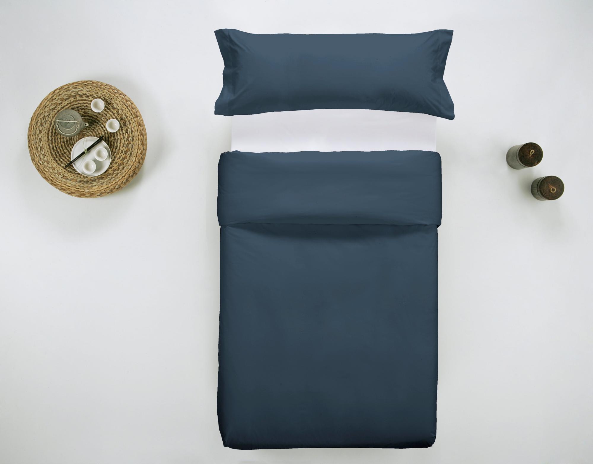 Funda nórdica wash grament lisa algodón 200 hilos azul noche para cama de 90 cm