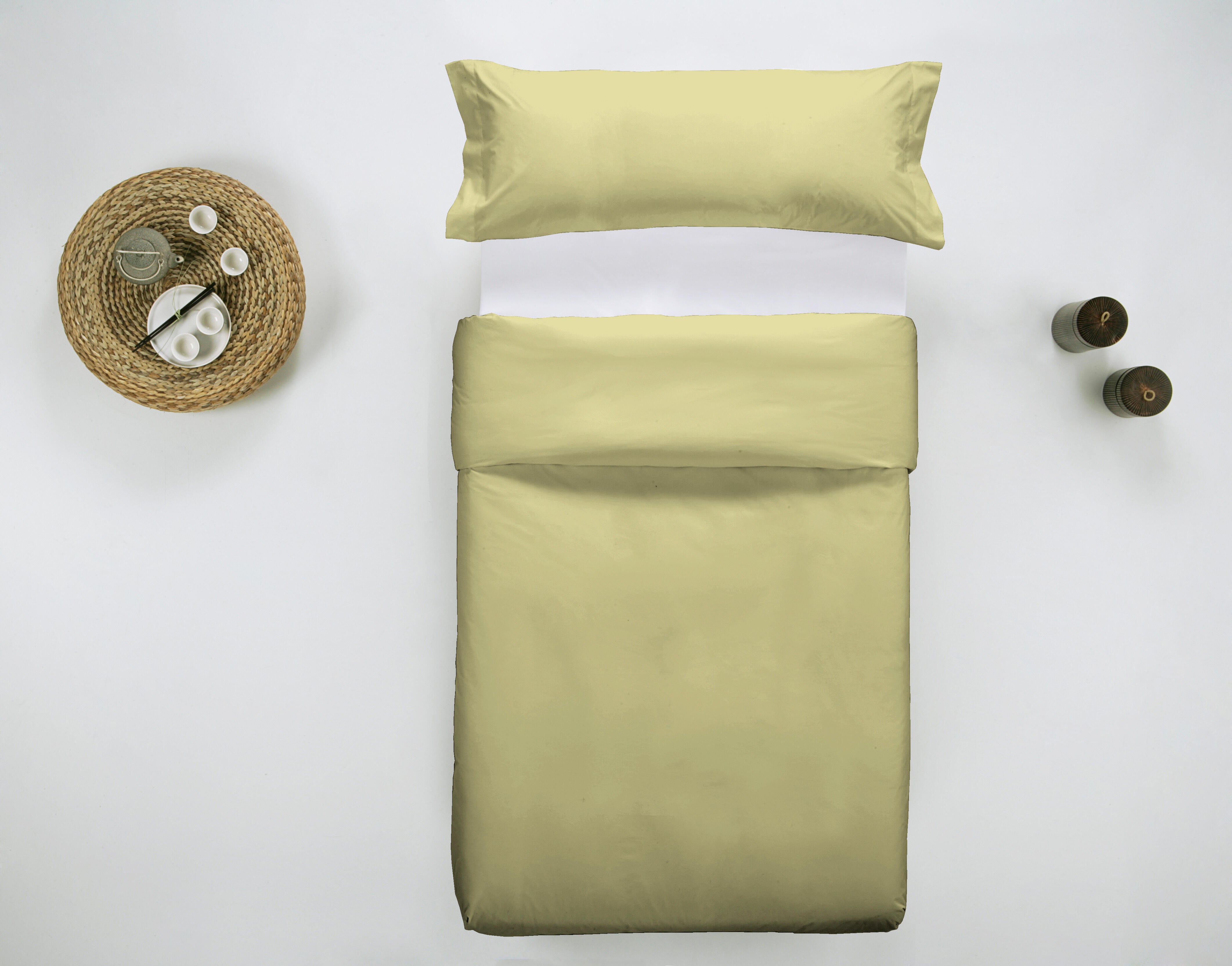 Funda nórdica wash grament lisa algodón 200 hilos amarillo para cama de 90 cm