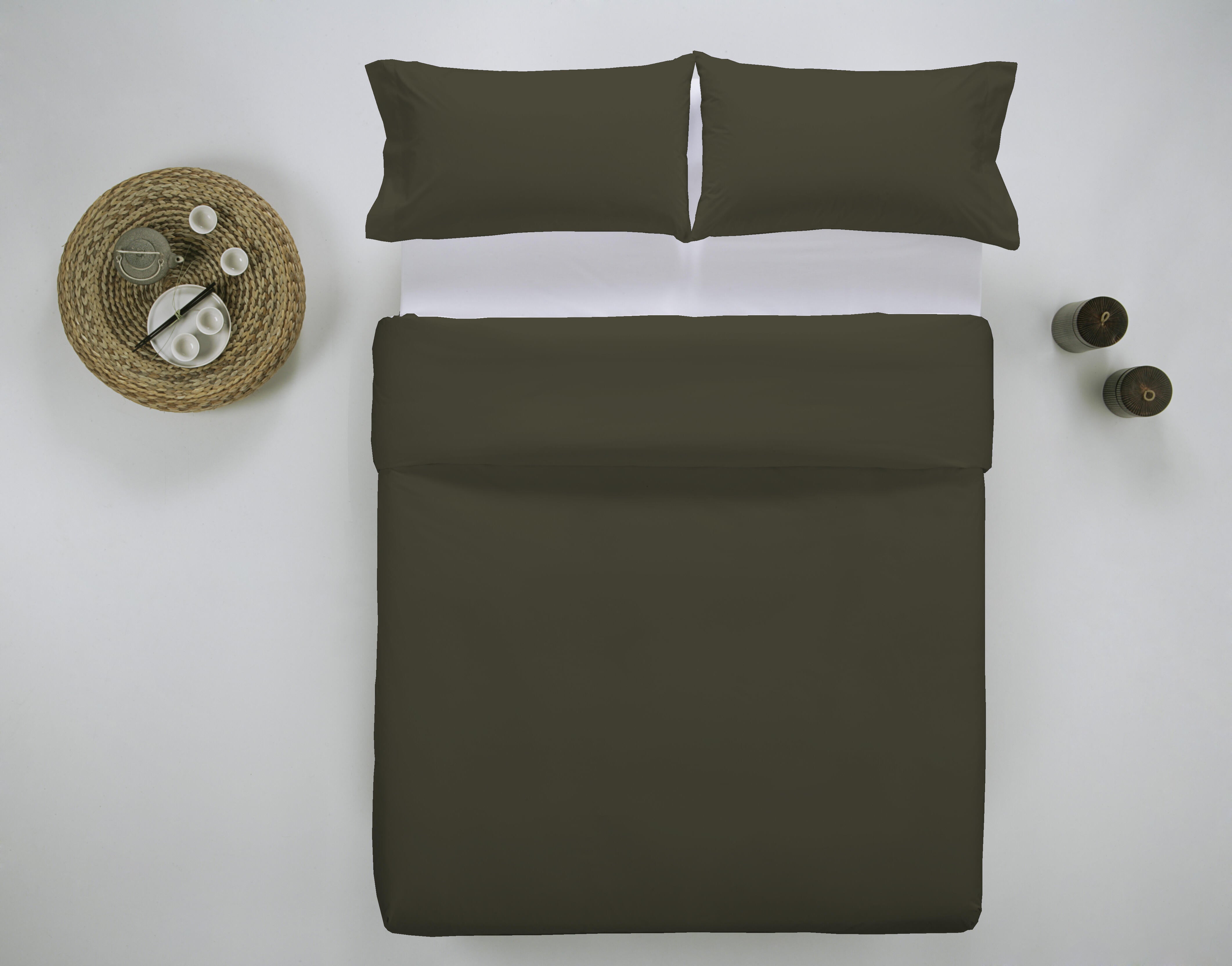 Funda nórdica wash garment lisa algodón 200 hilos verde oliva cama de 135 cm