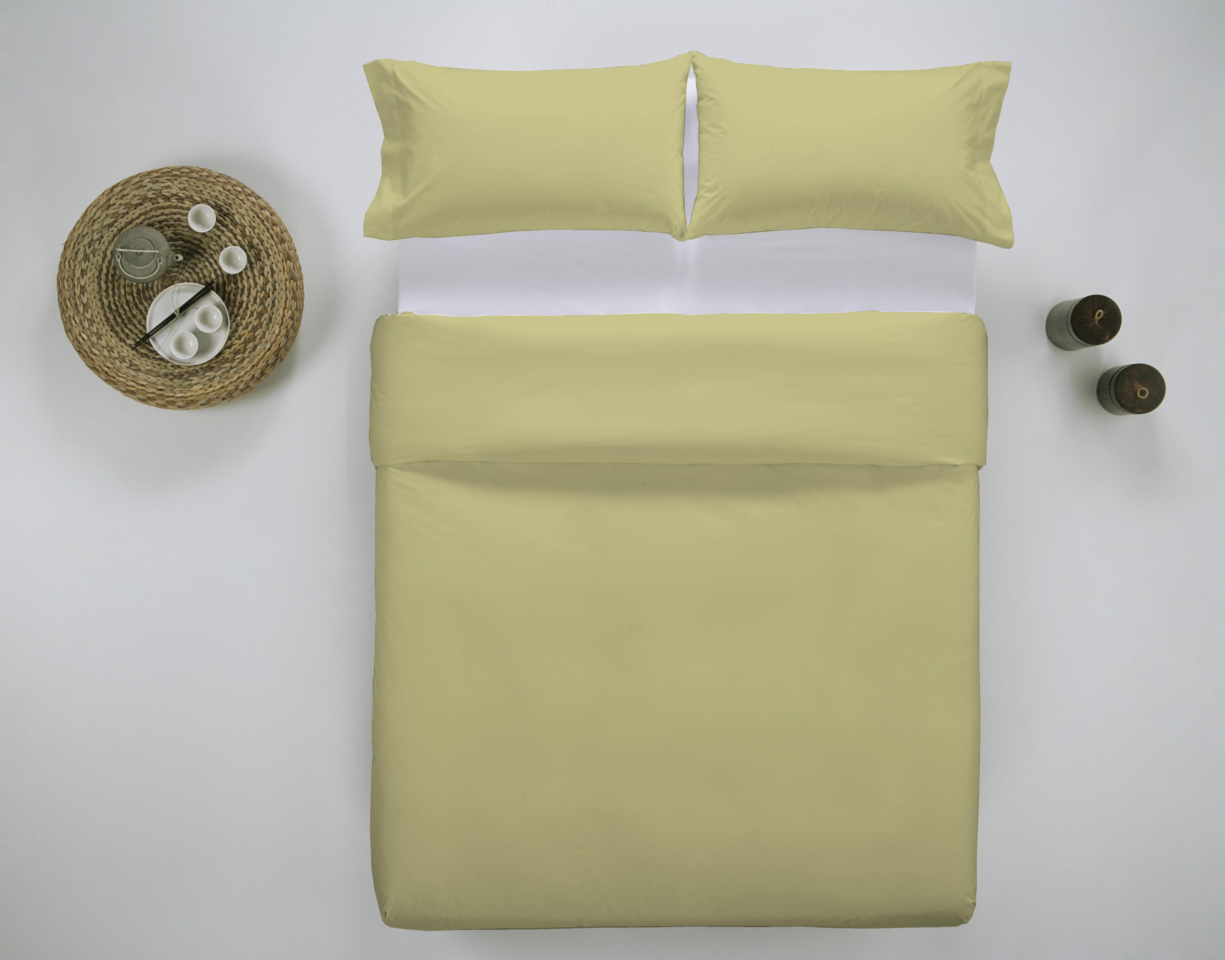 Funda nórdica wash garment lisa algodón 200 hilos amarillo para cama de 135 cm