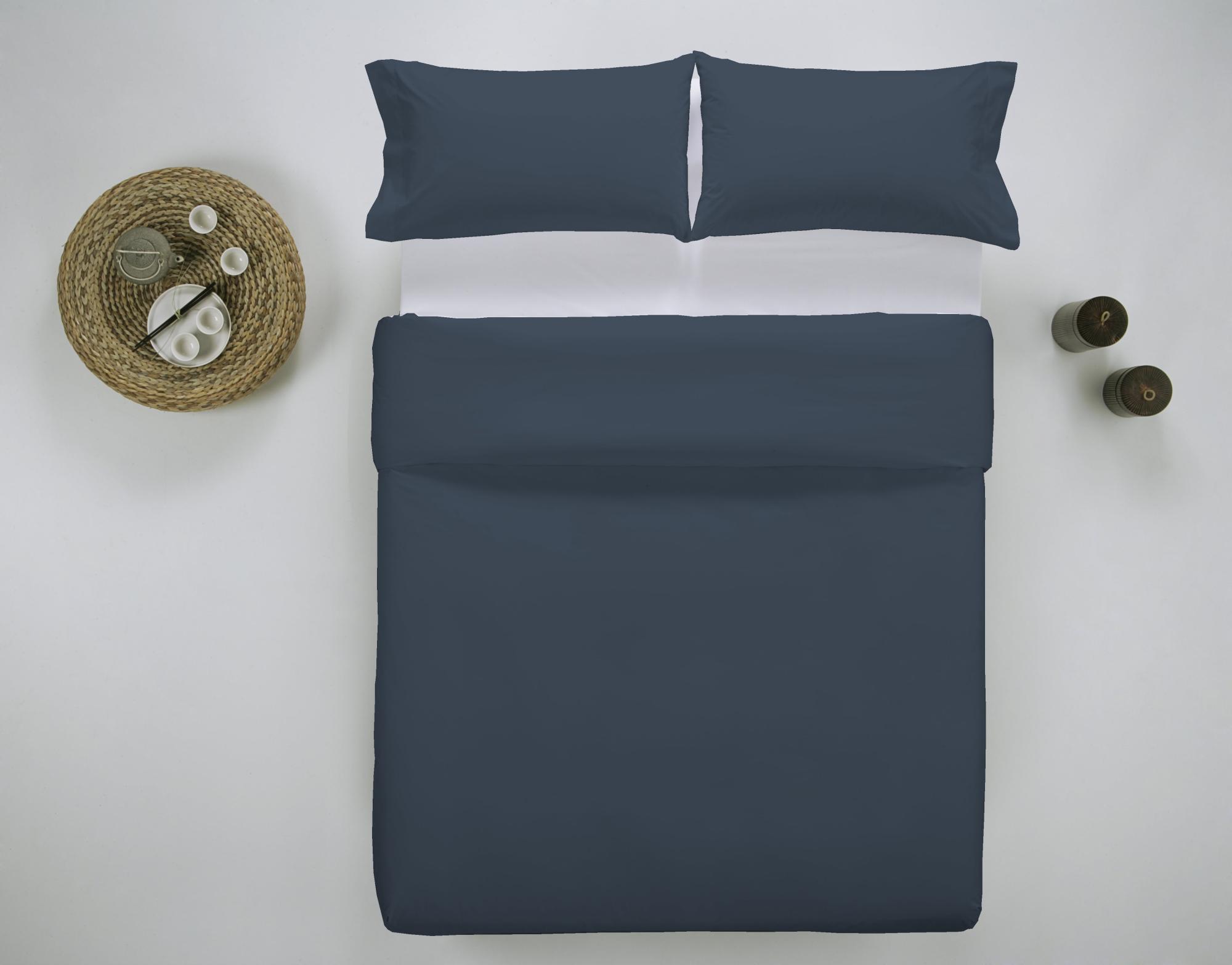 Funda nórdica wash grament lisa algodón 200 hilos azul noche para cama de 180 cm