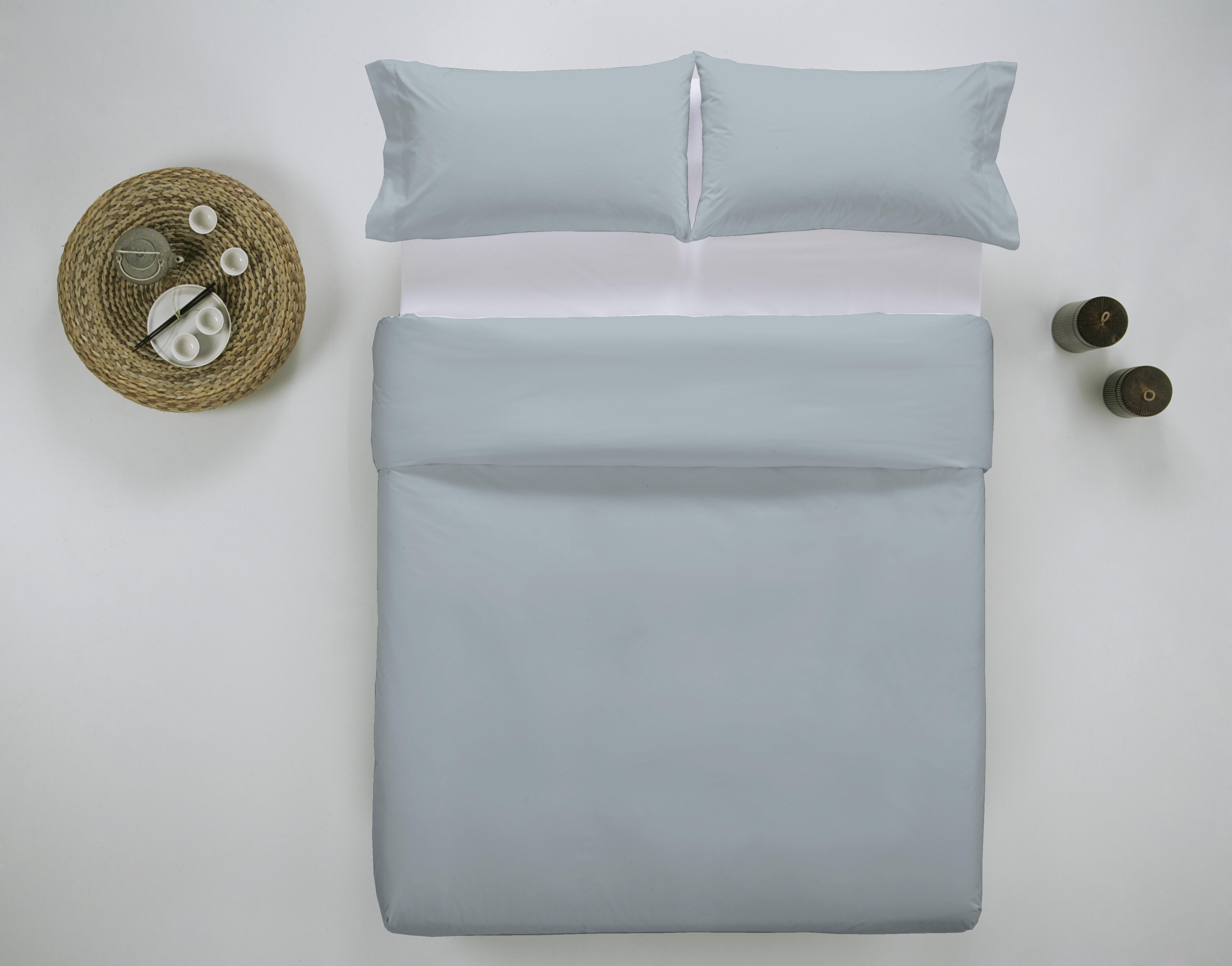 Funda nórdica wash grament lisa algodón 200 hilos azul cielo para cama de 200 cm