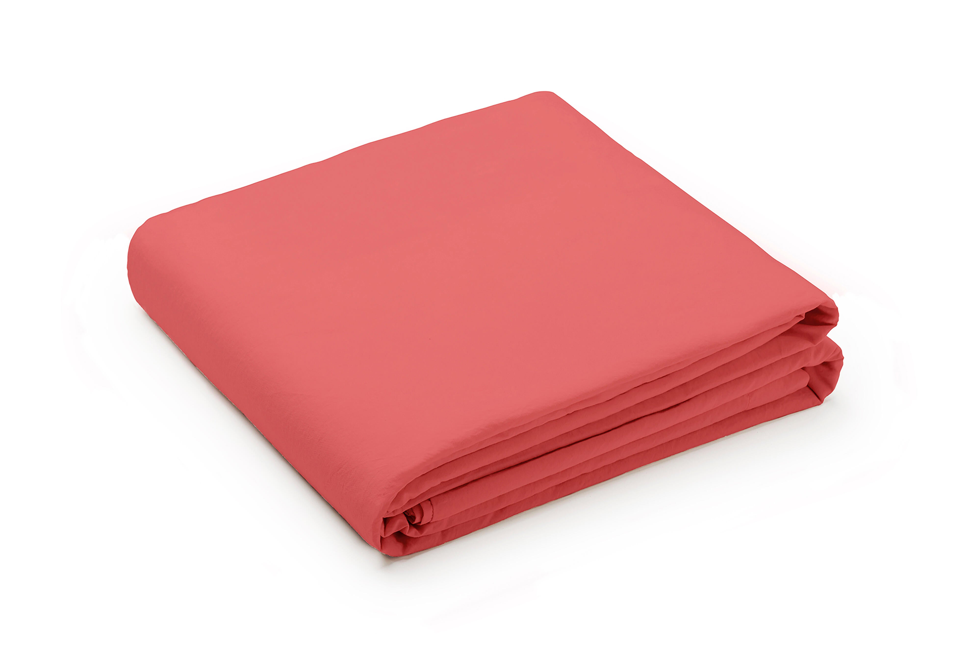 Sábana encimera wash grament percal 200 hilos rojo coral para cama de 200 cm