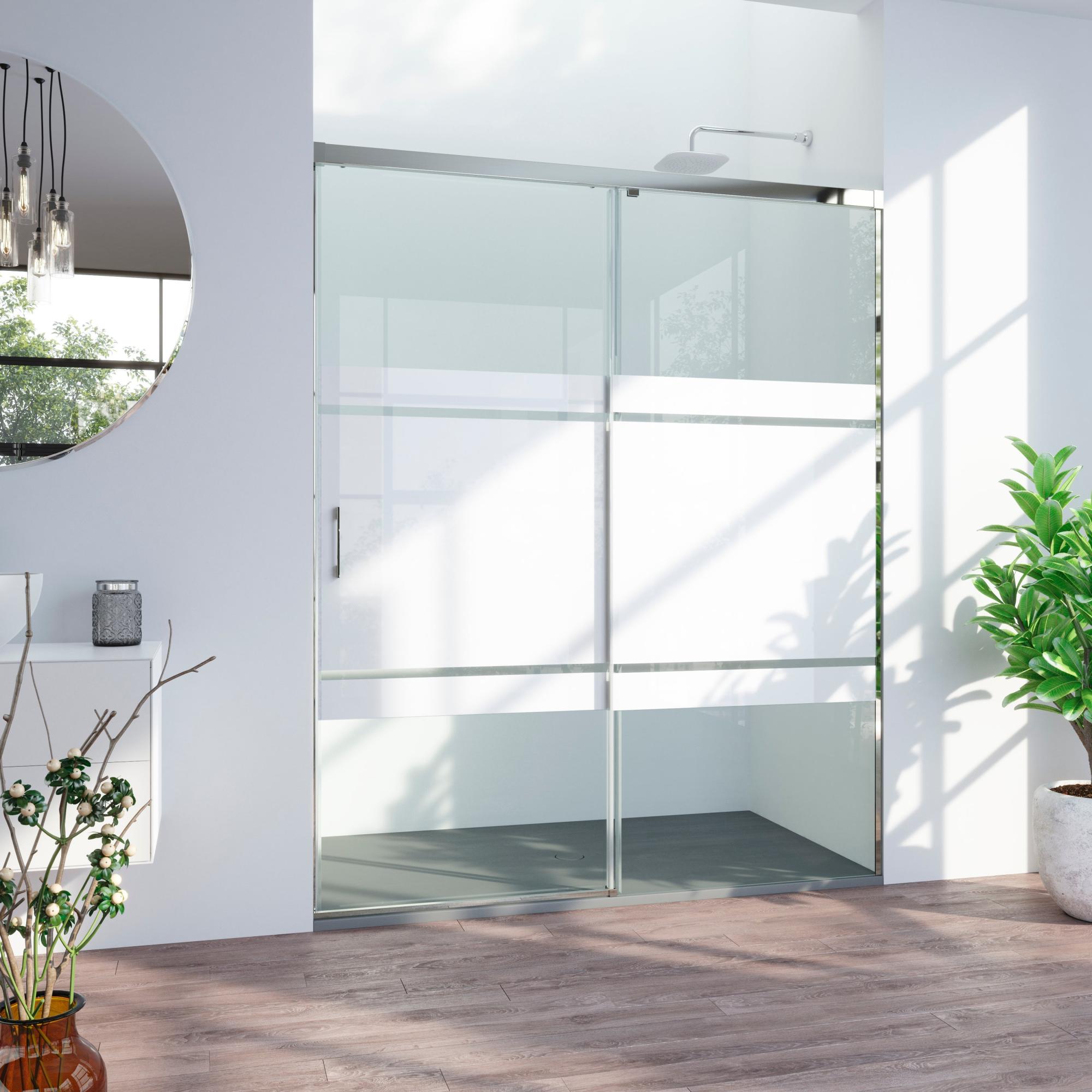 Mampara corredera tala serigrafiado cromado 6mm (180-181)x200cm de la marca GLASSINOX Mampara corredera tala serigrafiado cromado 6mm (180-181)x200cm de la marca GLASSINOX