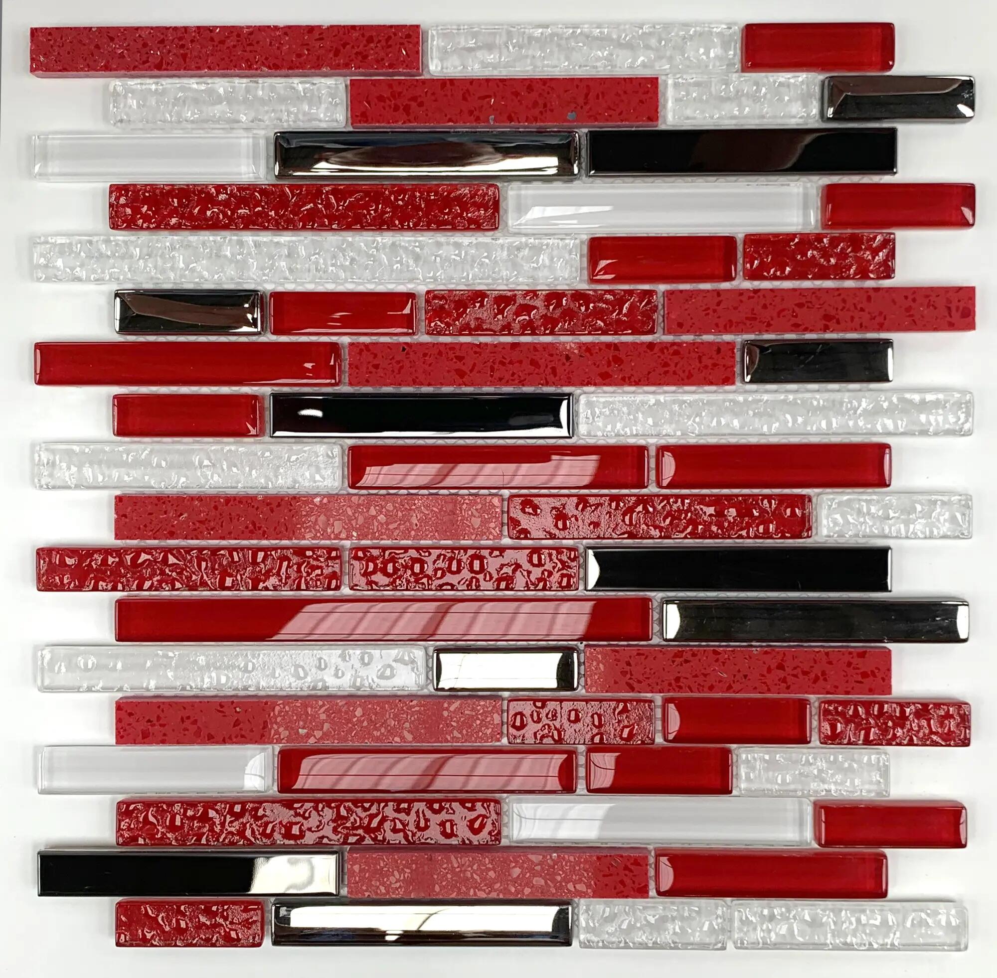 Mosaico quartz 30x30 cm rojo