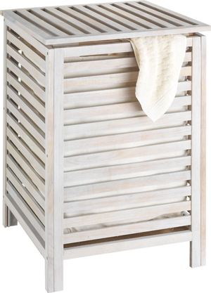 Cesto ropa sucia blanco lacado madera 50x30x70cm · Pereda