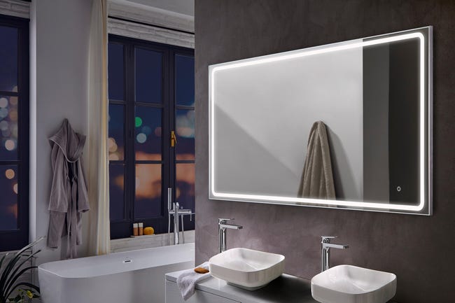 ecuación Apto esta ahí Espejo de baño con luz LED Mia táctil 150x80 cm | Leroy Merlin