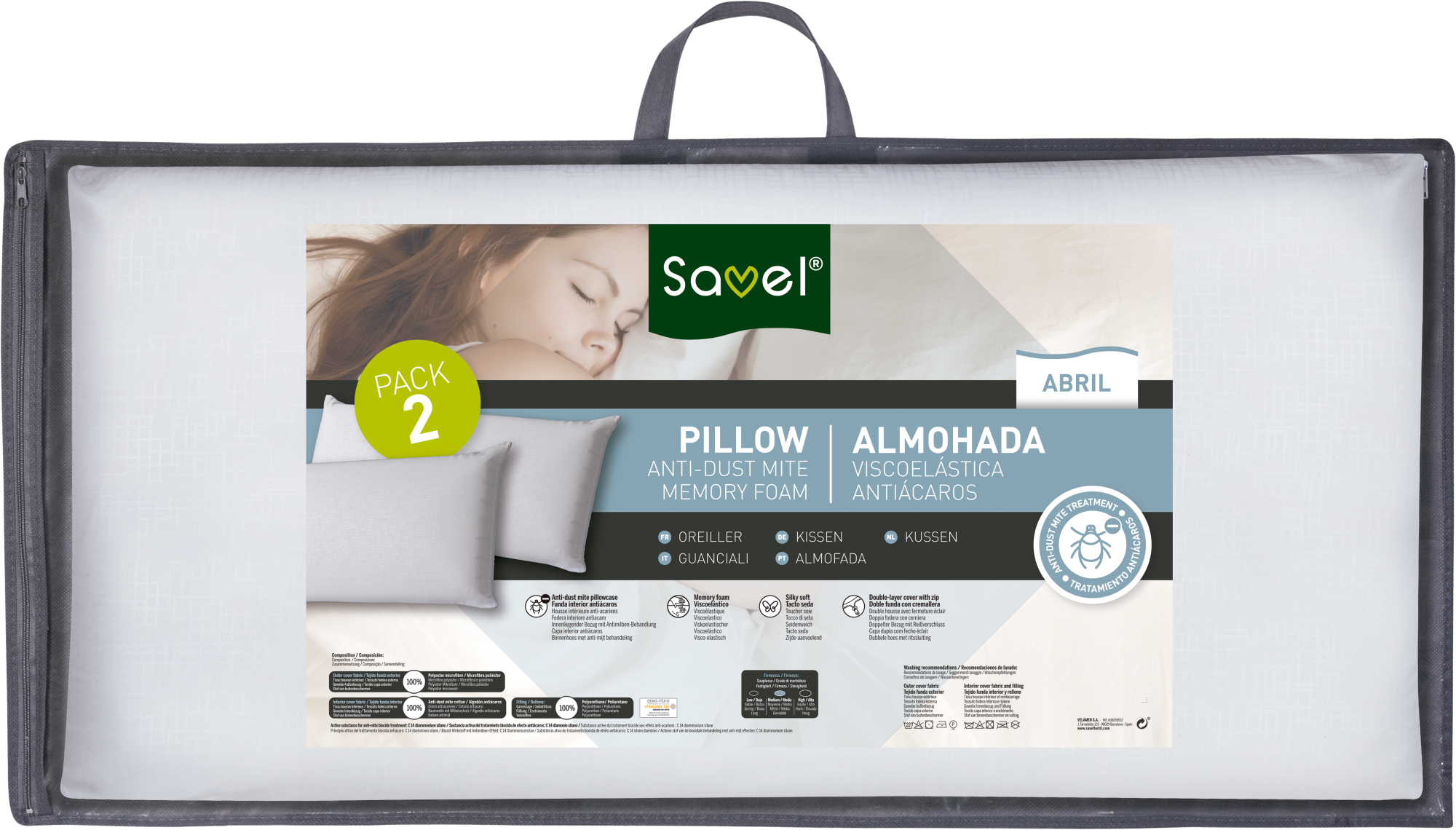 Comprar Pack 2 almohadas viscoelástica Galaxy 75 cm.