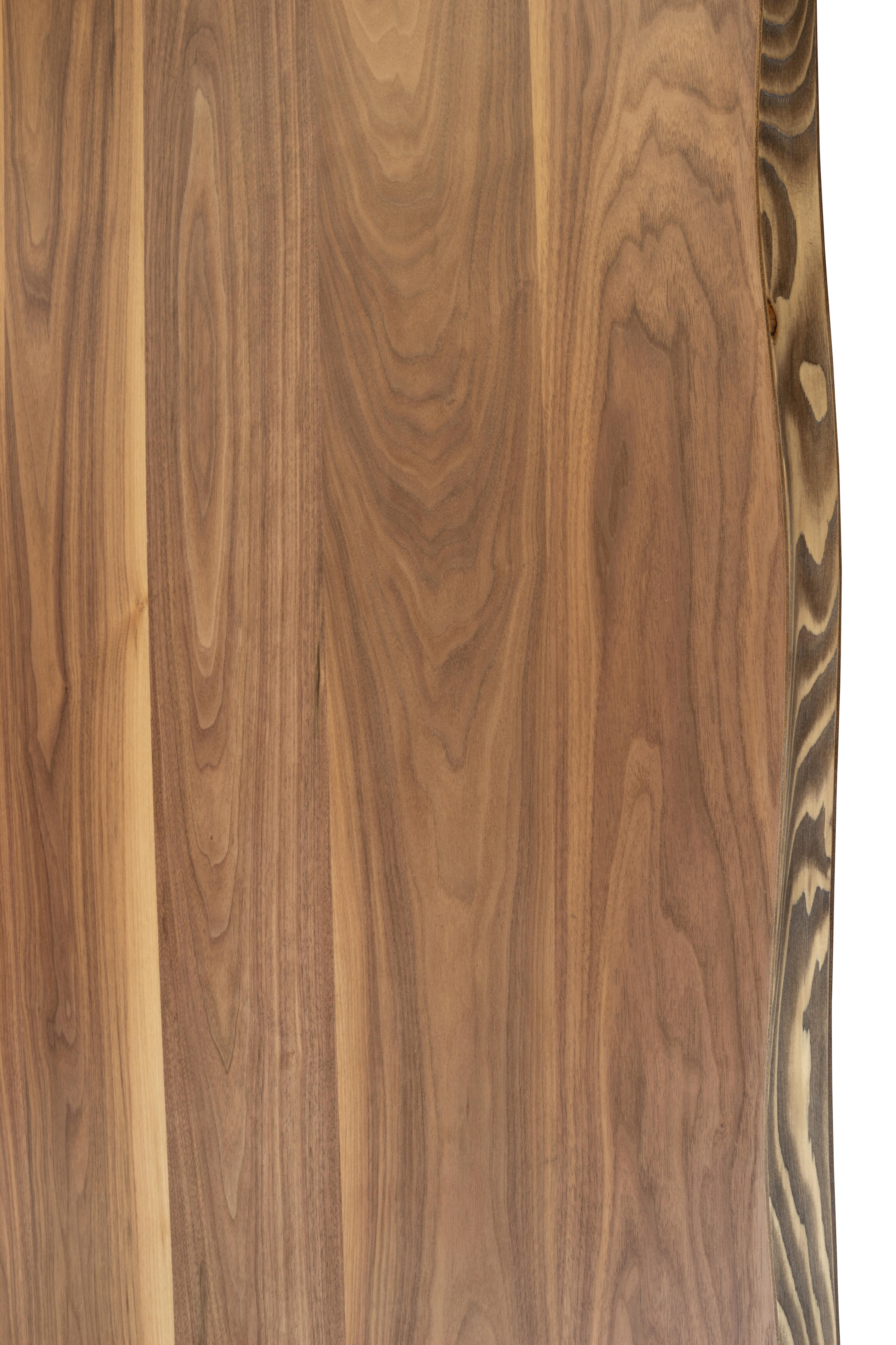 Tablero para mesa rechapado en madera de nogal 45x120x4,8 cm lados forma árbol