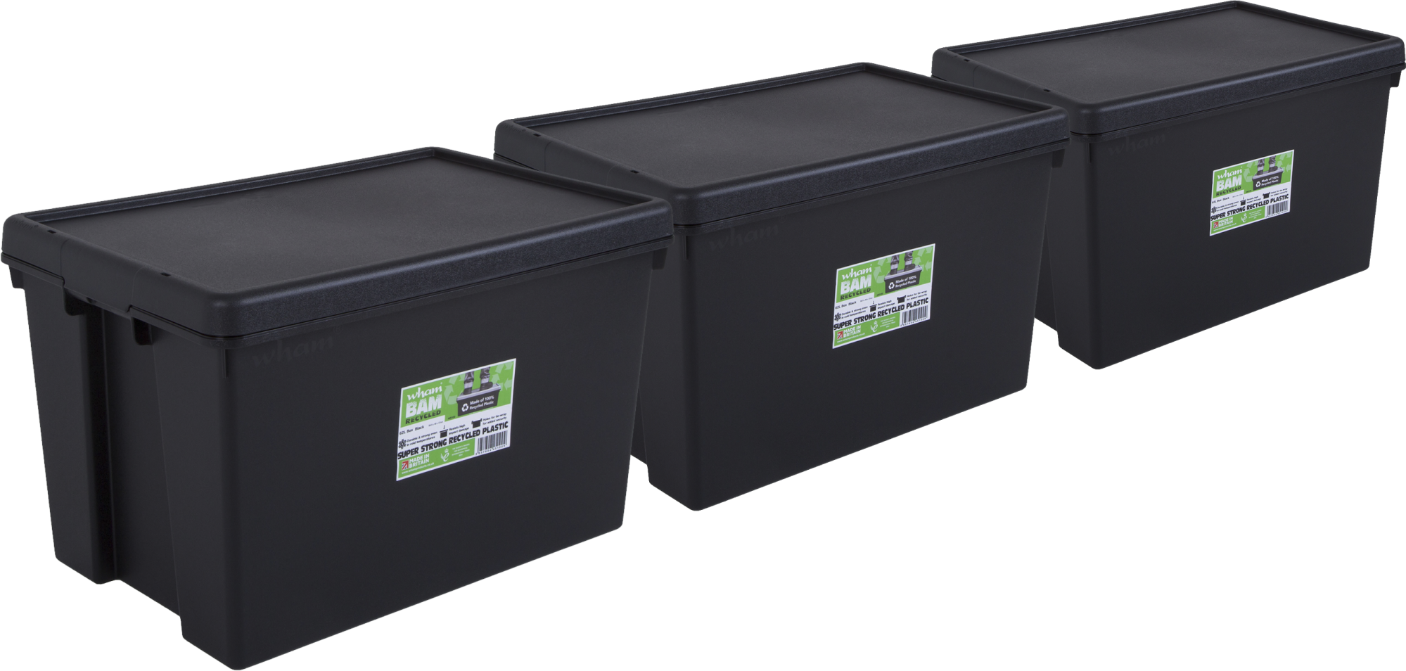 Pack 3 cajas bambox negra 40x37x59 cm 62l