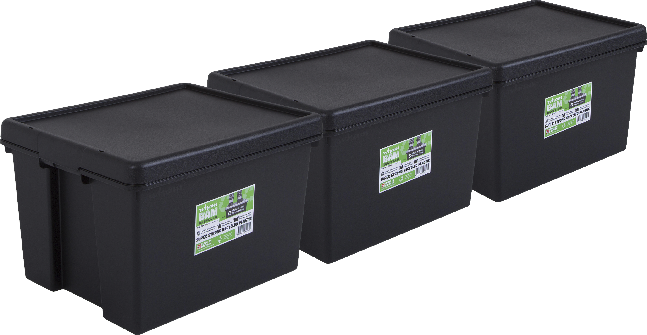 Pack 3 cajas bambox negra 40x32x50 cm 45l