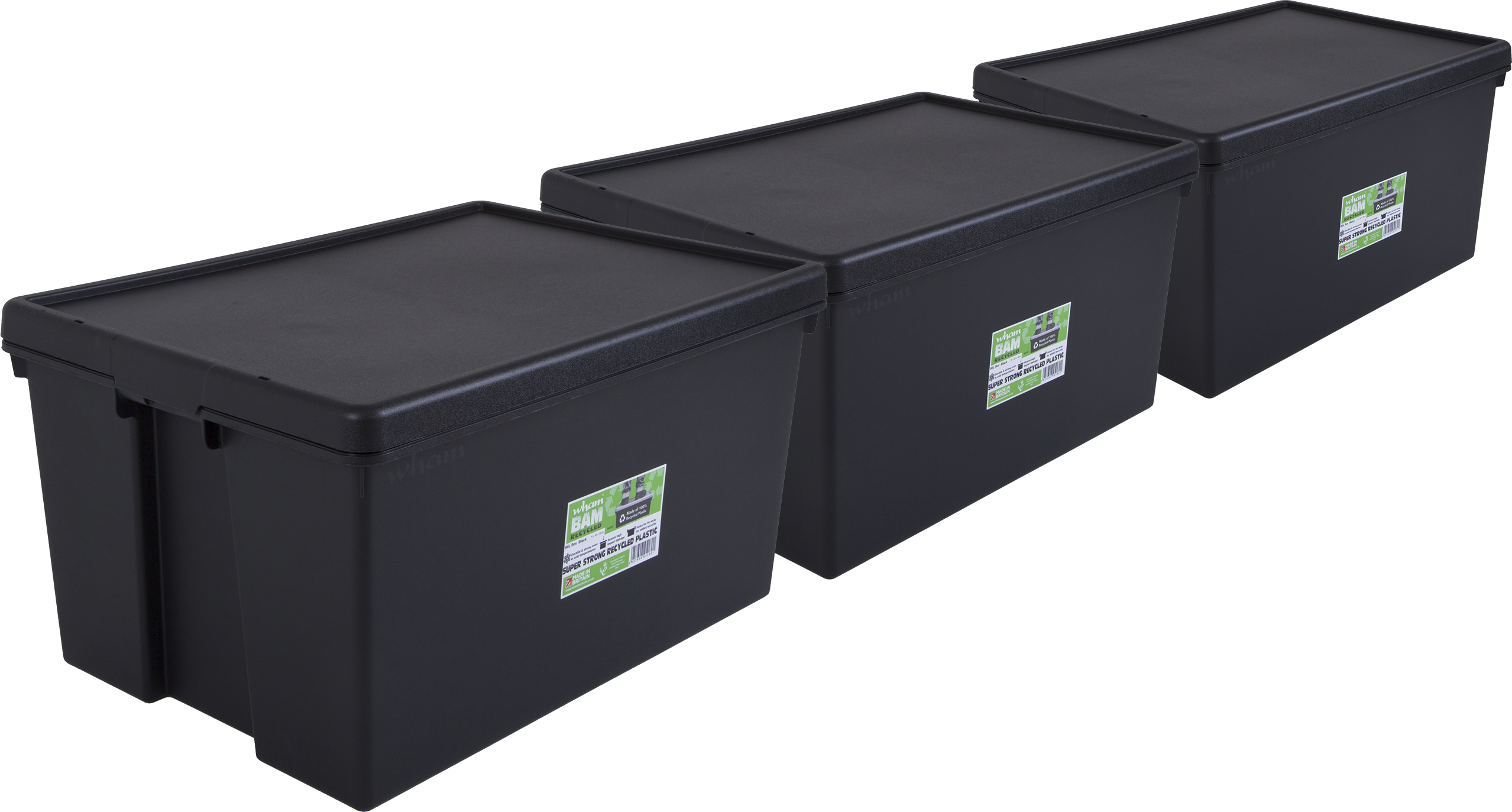 Pack 3 cajas bambox negra 49x37x68 cm 96l