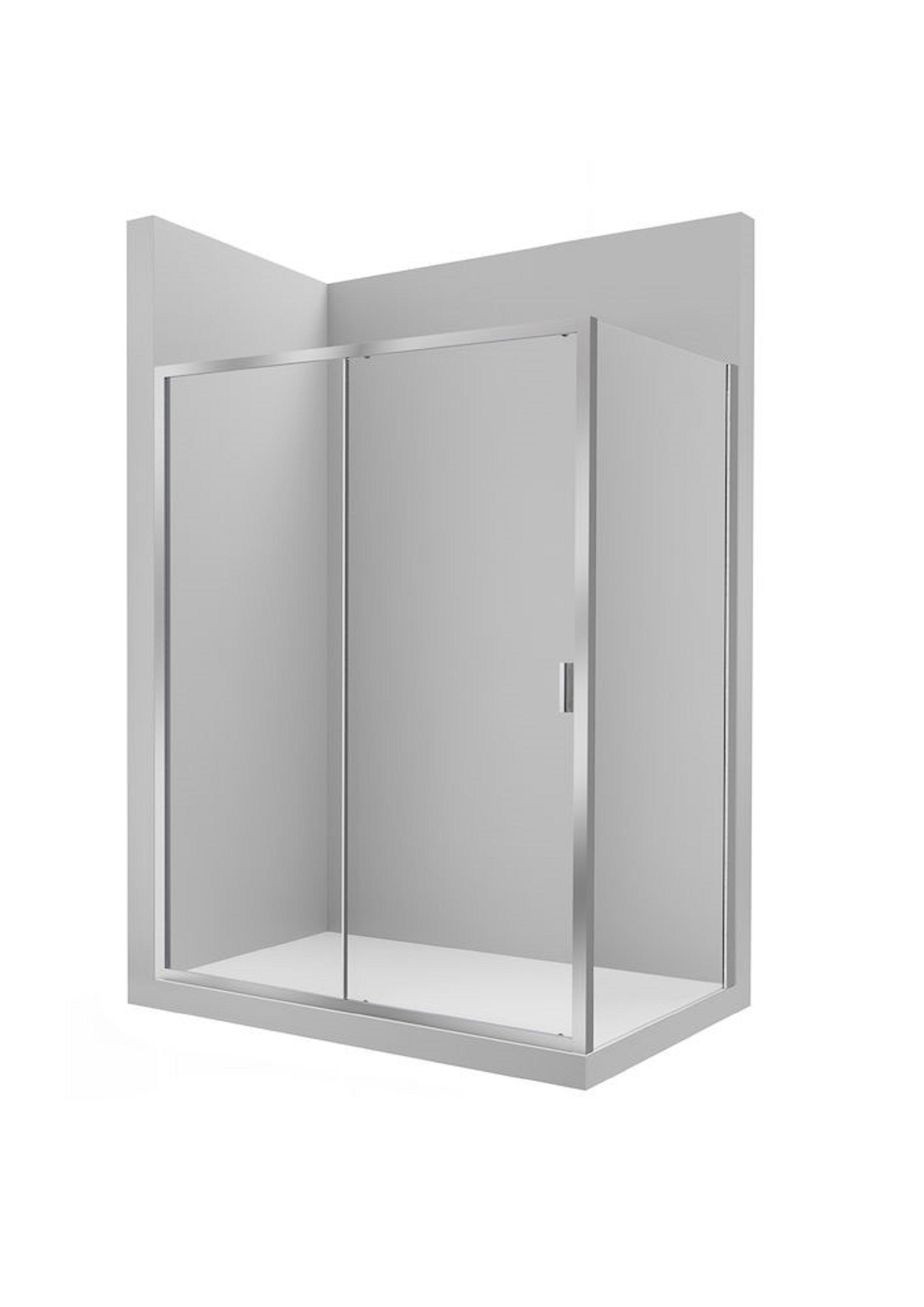 Mampara frontal corredera victoria transparente perfil cromo 150x195 cm
