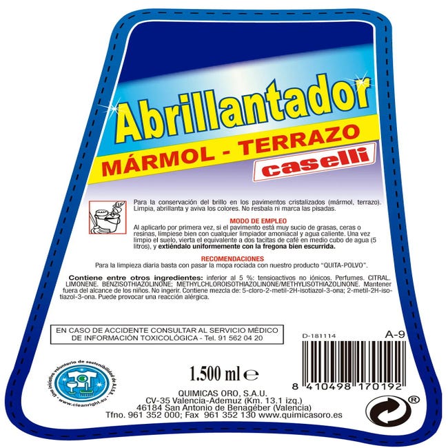 ABRILLANTADOR SUELOS 5 L A9 MARMOL-TERRAZO CASELLI C-2