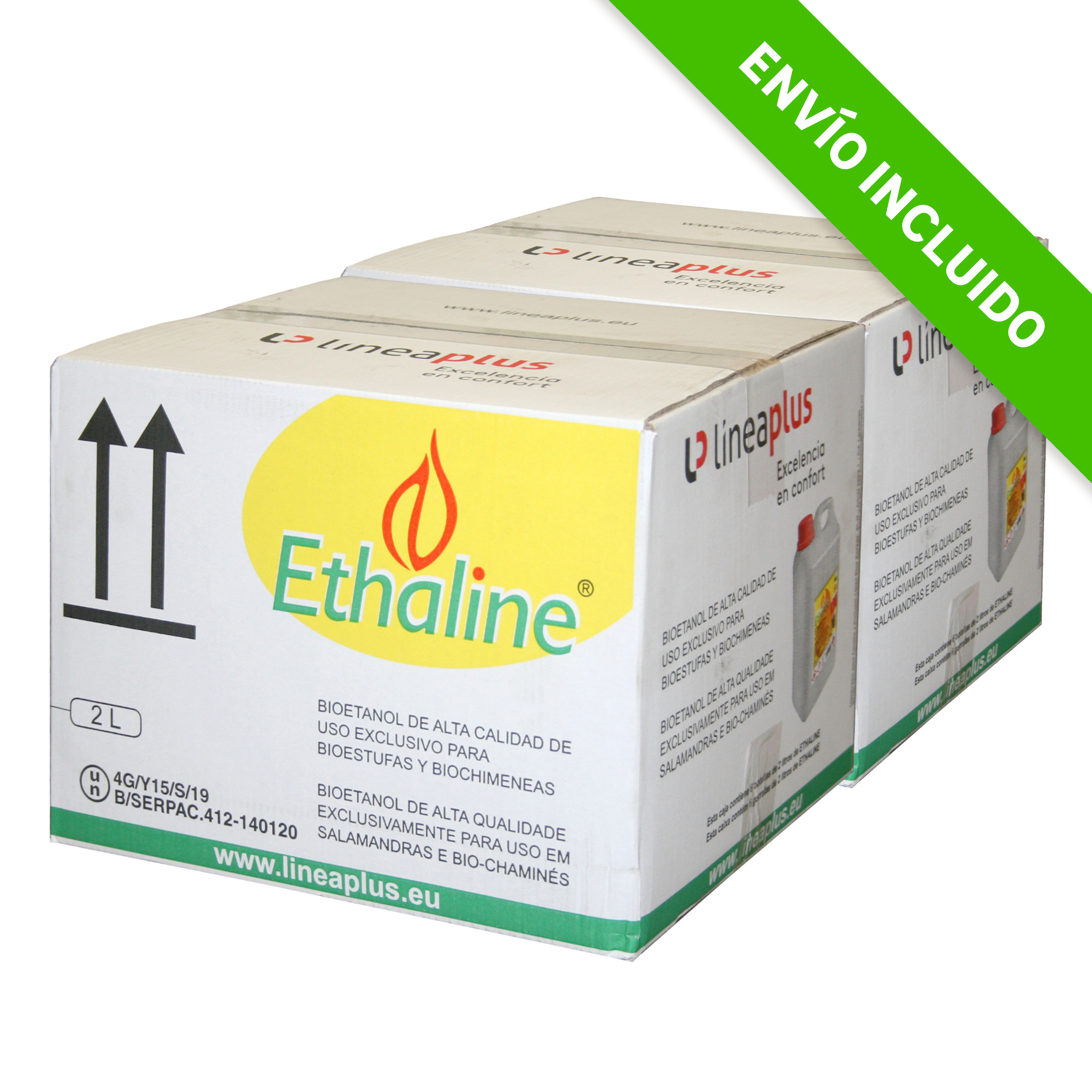 Pack de 12 bidones de bioetanol ethaline 2l