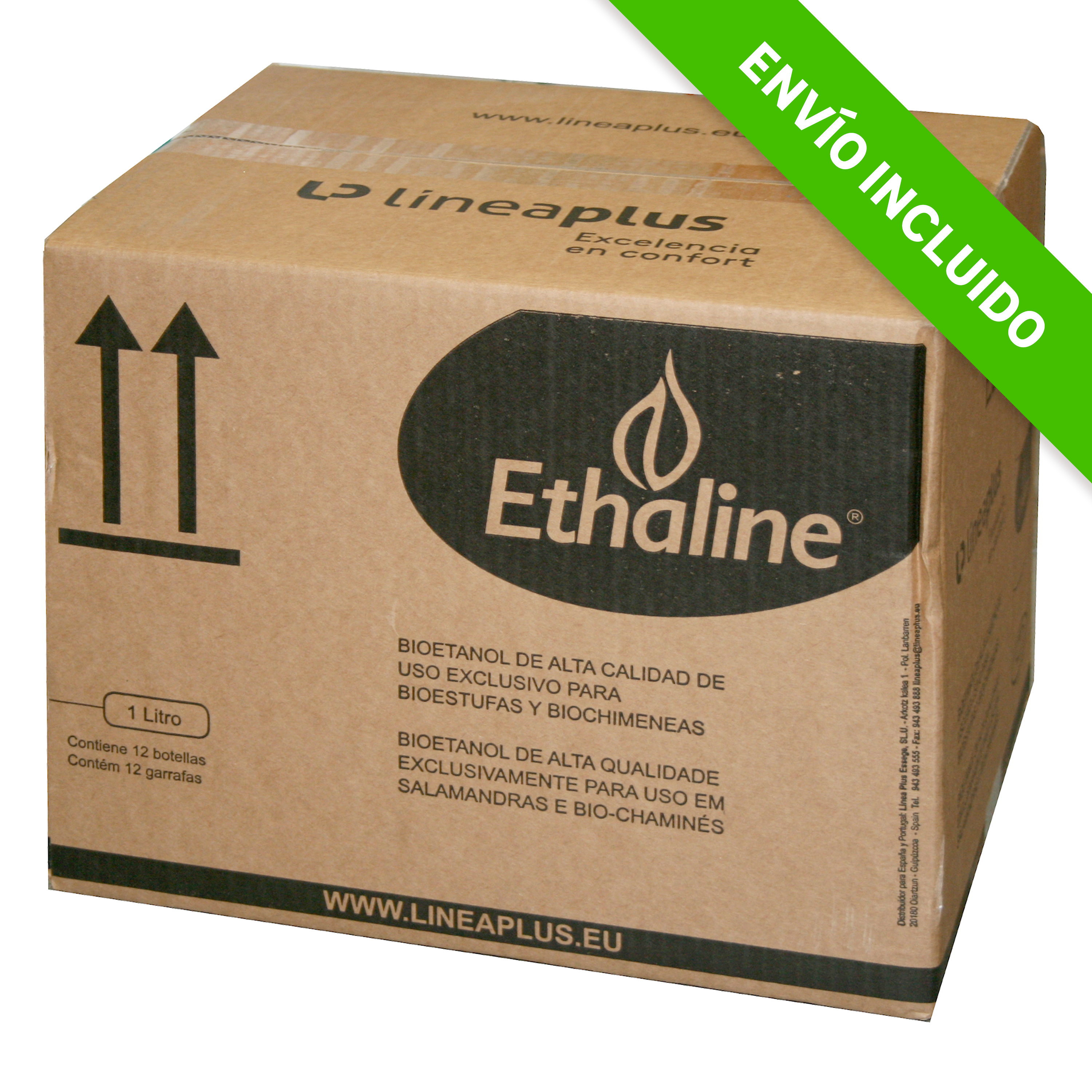 Pack de 12 bidones de bioetanol ethaline 1l