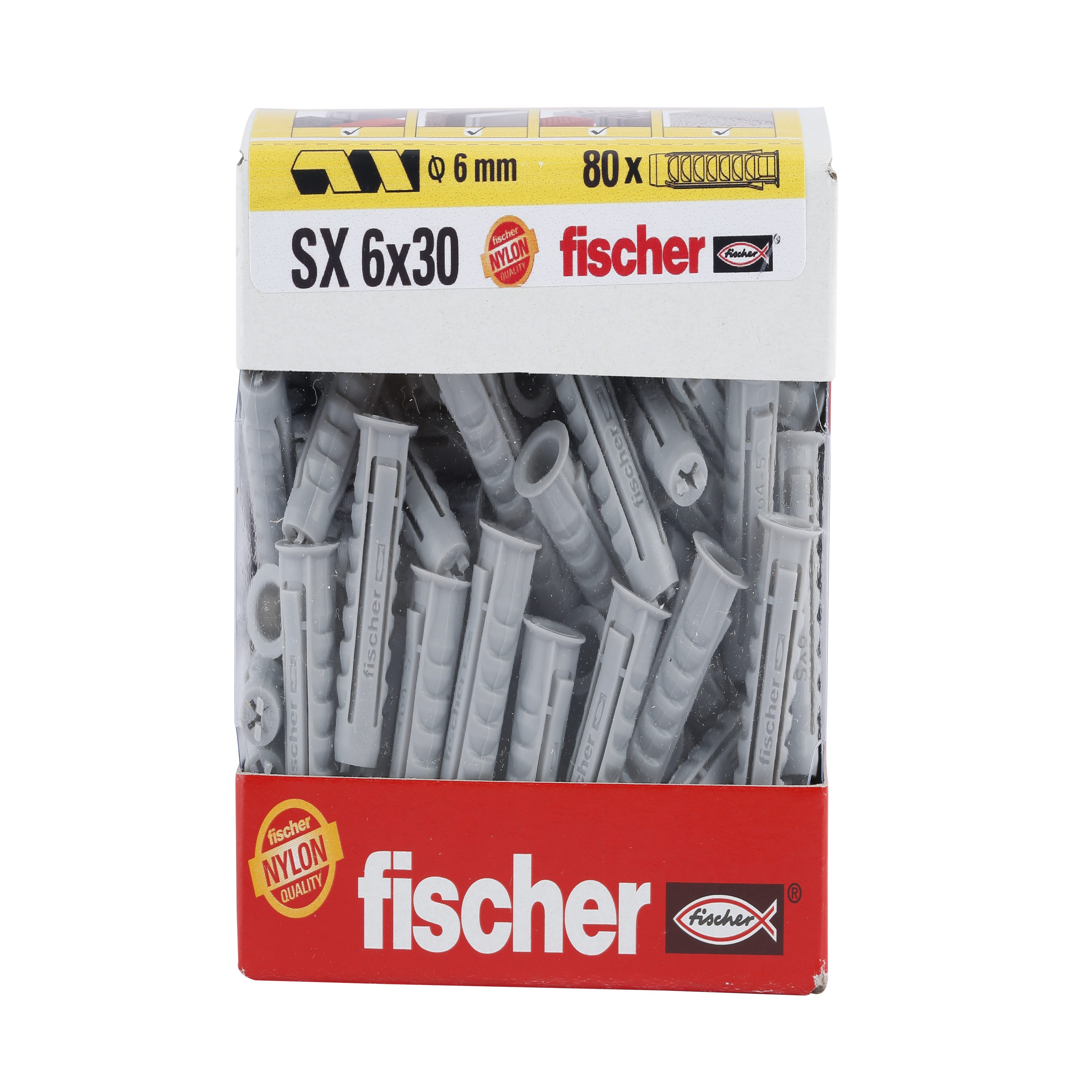 Tacos + tornillos Fischer de pared SX 6 caja 35 unidades