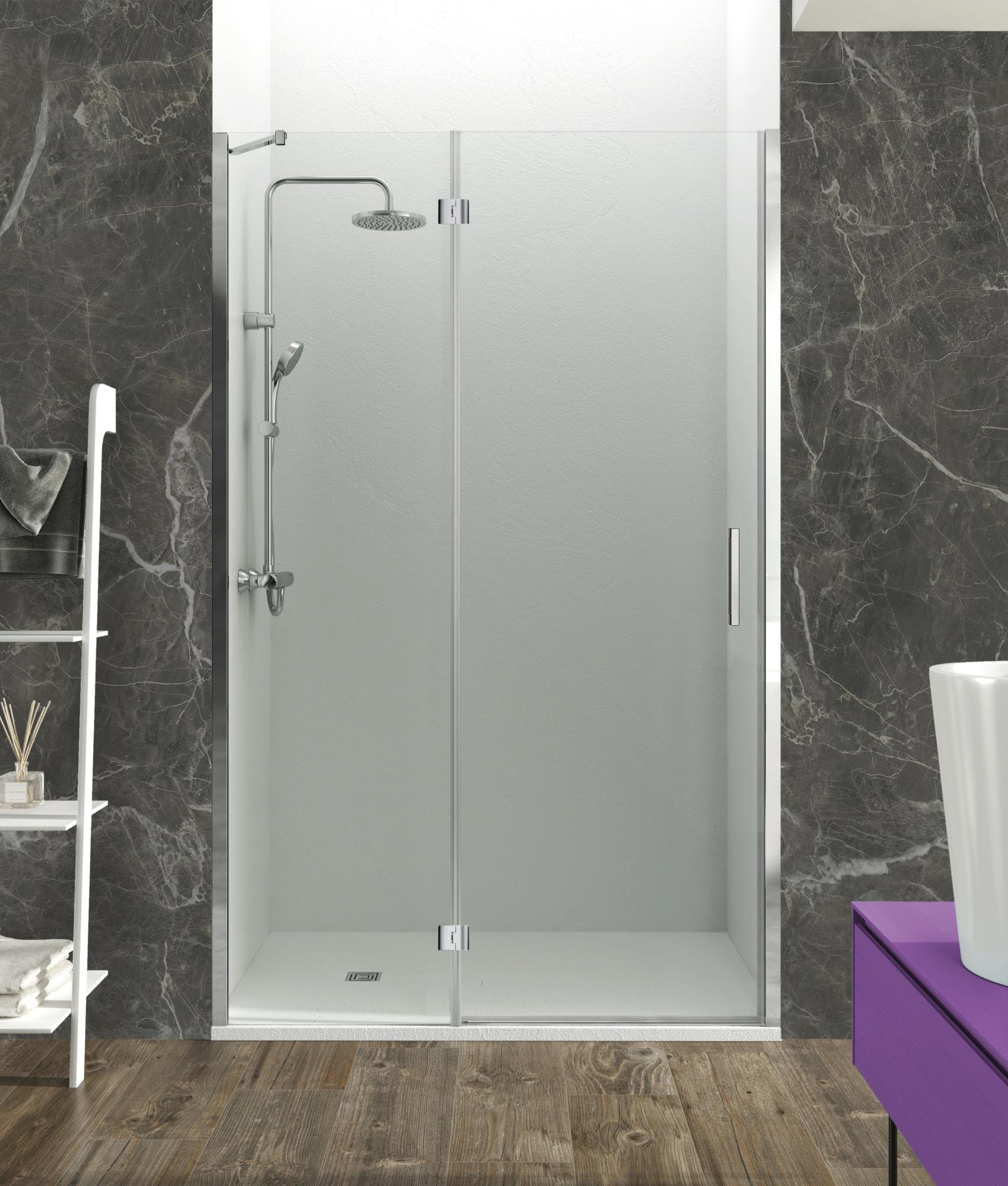 Mampara abatible glas d transparente perfil cromado (105-110.5)x195 cm de la marca GME