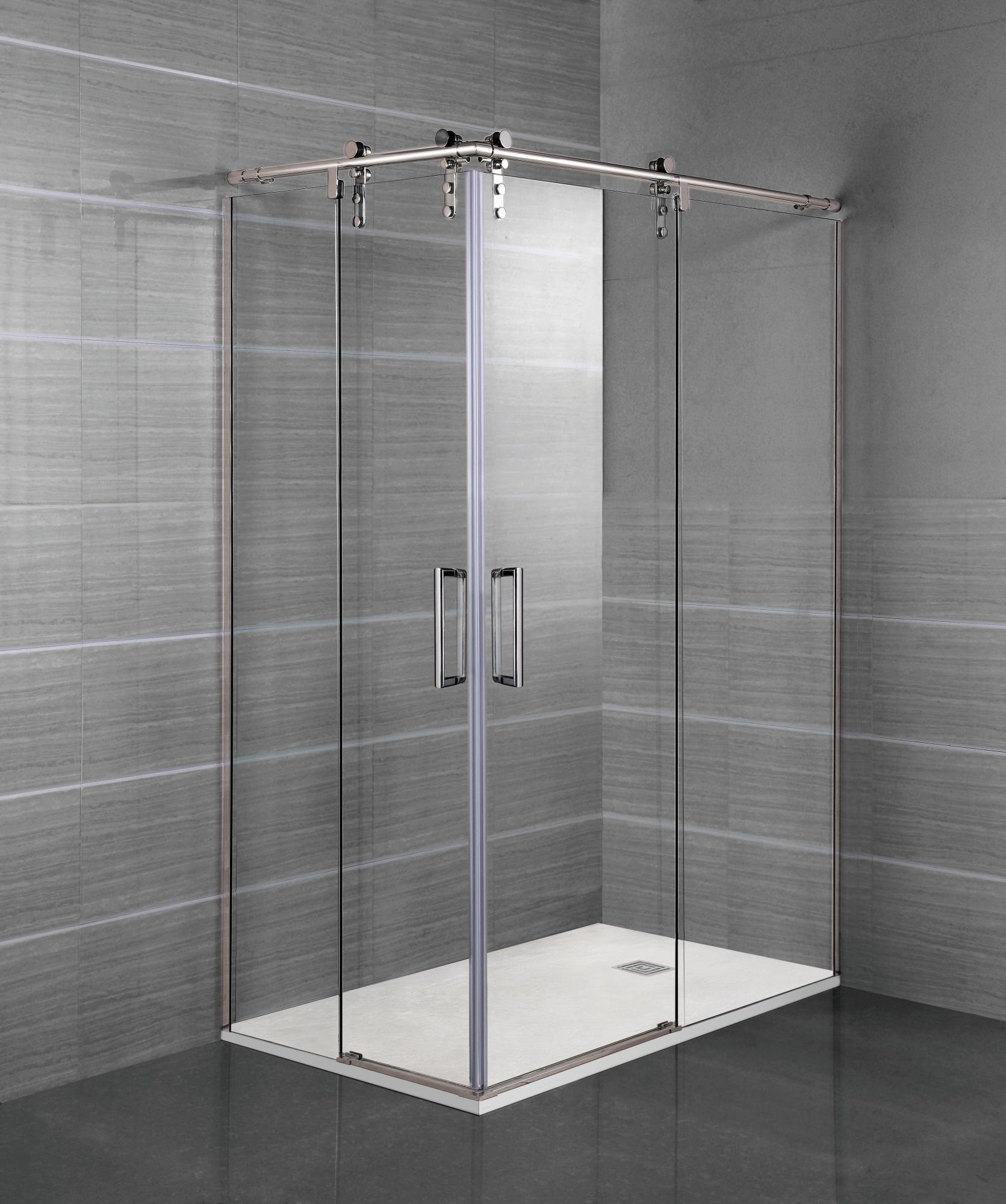 Mampara corredera steel transparente perfil cromo (104-109)x(76x80)x195 cm de la marca GME Mampara corredera steel transparente perfil cromo (104-109)x(76x80)x195 cm de la marca GME