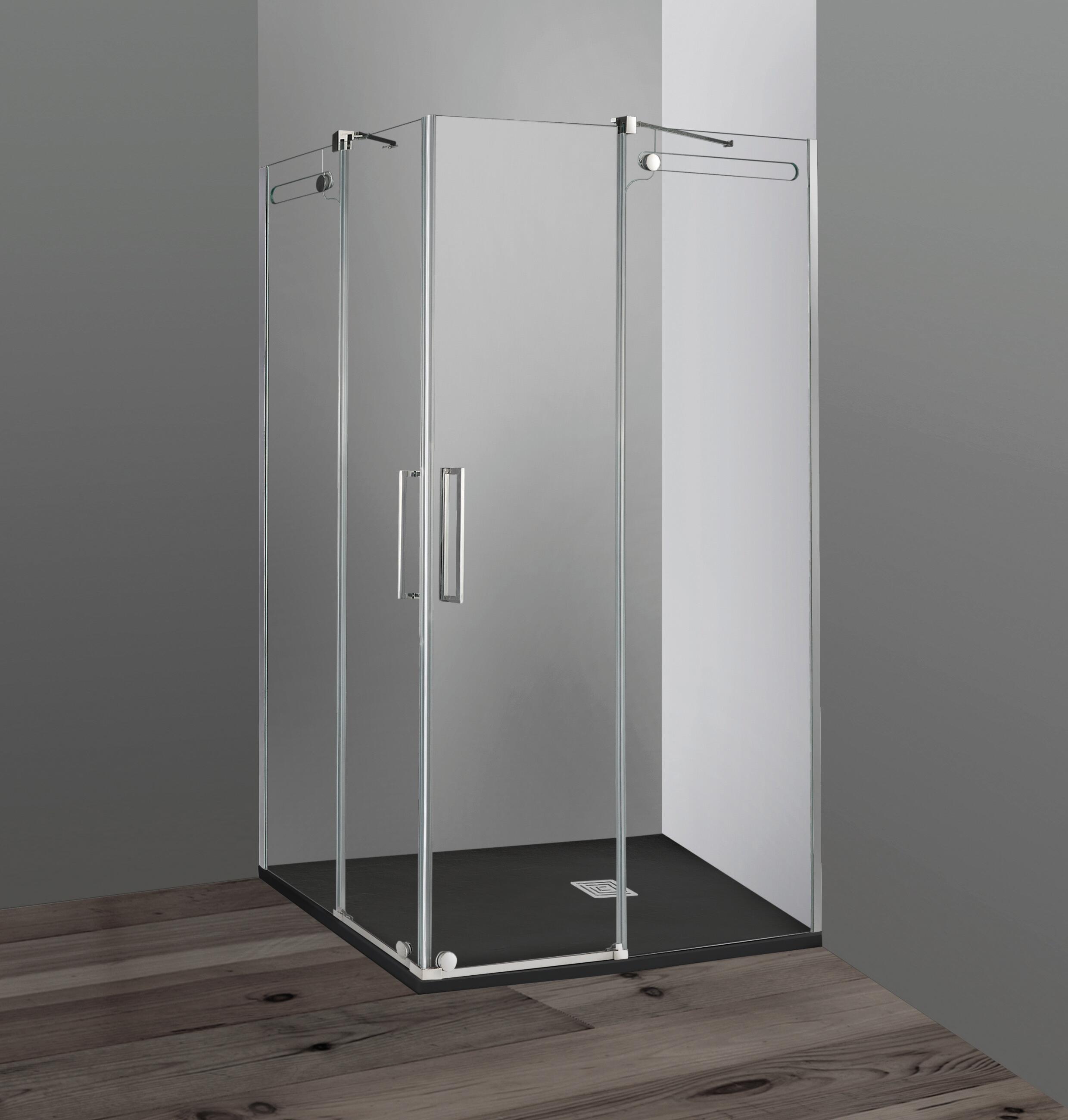 Mampara corredera steel transparente perfil cromado 80x70 cm