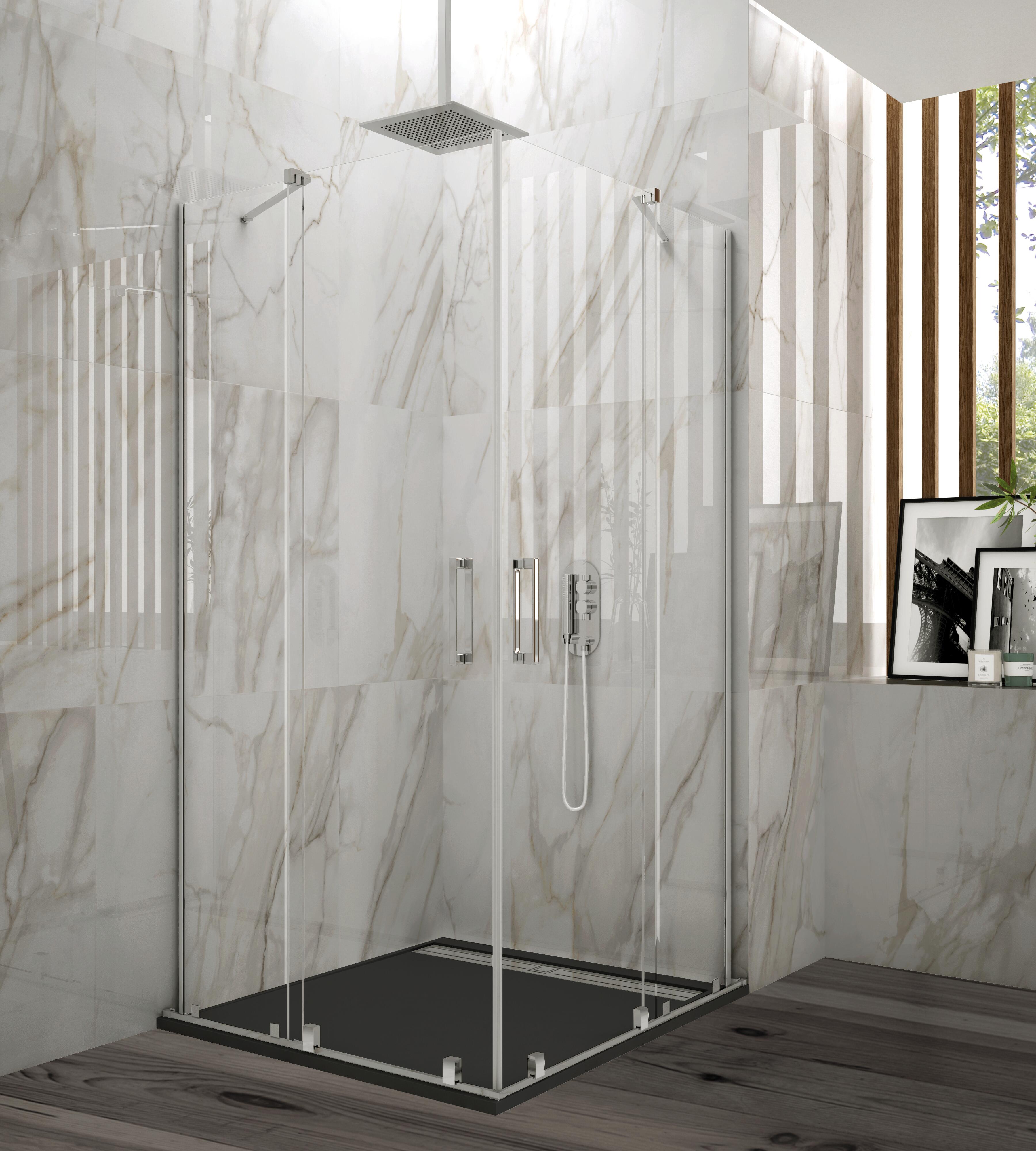 Mampara corredera vit transparente perfil cromado 6mm 74-79 x 74-79 cm x 195cm de la marca GME