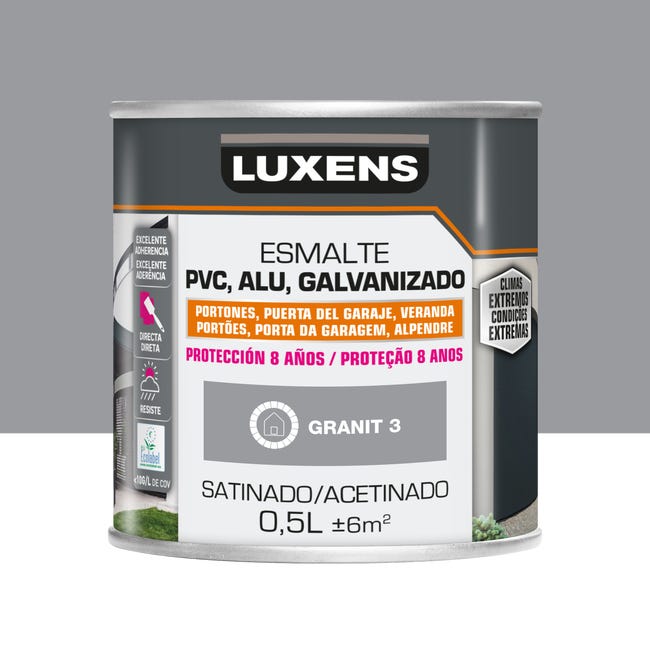 Pintura para PVC, aluminio, galvanizdo al agua satinado LUXENS 500ml  granit3 | Leroy Merlin