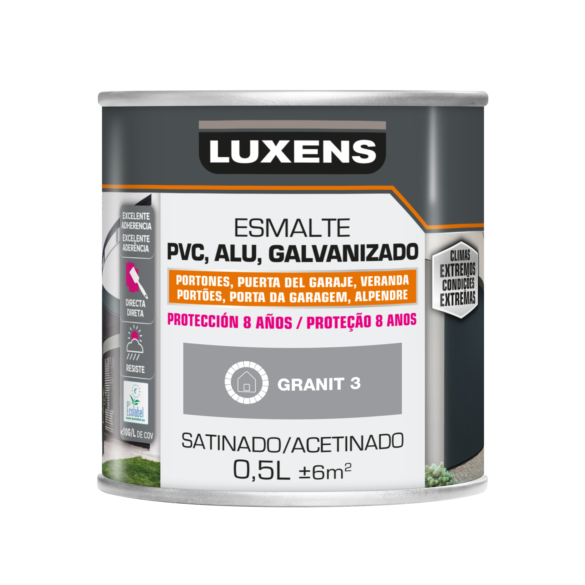Pintura para PVC, aluminio, galvanizdo al agua satinado LUXENS 500ml