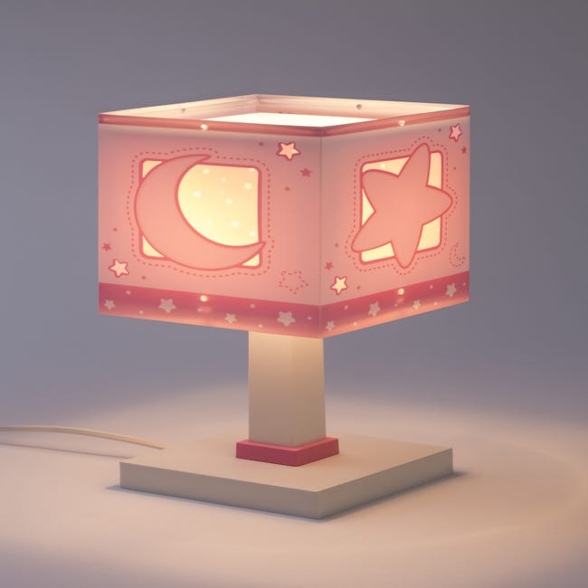 Lámpara de mesa de noche rosa para bebe Moon Dalber