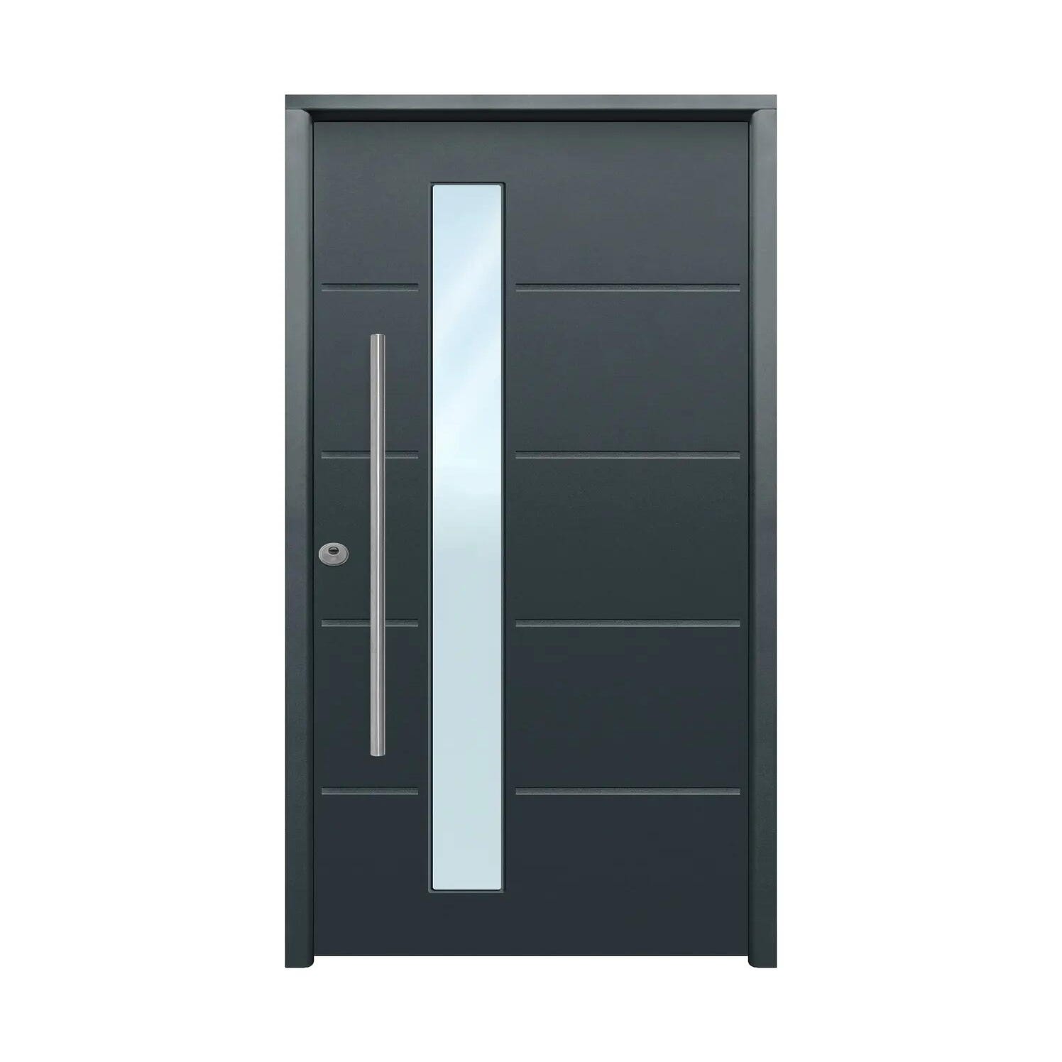 Puerta de entrada metálica insercciones aluminio izquierda gris de 93x209.5  cm