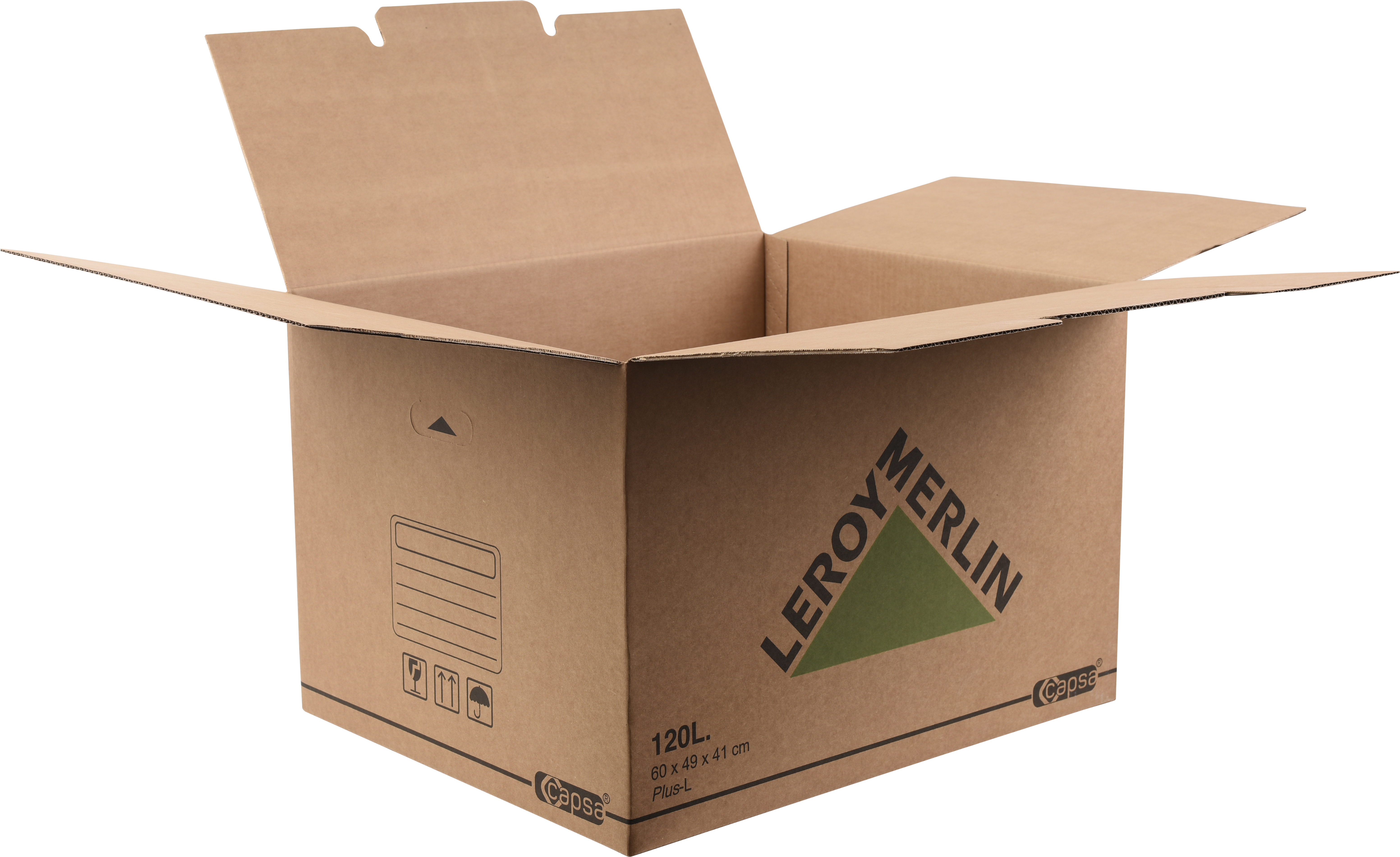 5 cajas de cartón para mudanza PLUS-L de 120 l 41x49x60 y carga de 40 kg | Leroy Merlin