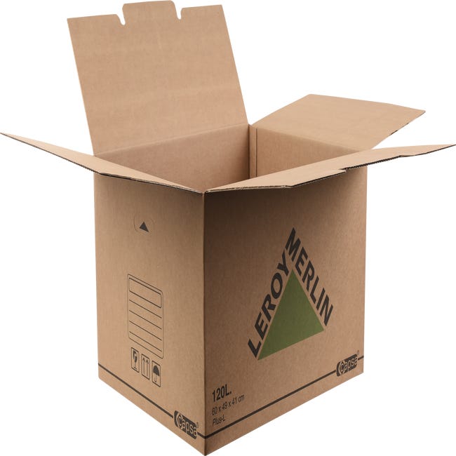 Oficial Es barato Alerta Lote 5 cajas de cartón para mudanza PLUS-L de 120 l 41x49x60 cm y carga de  40 kg | Leroy Merlin