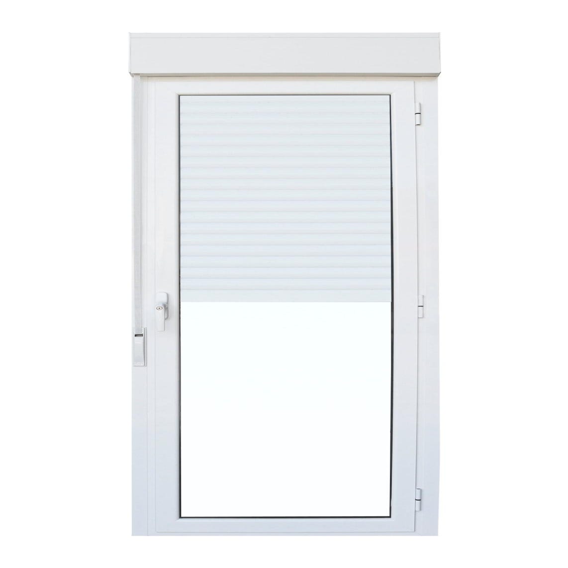 Balconera PVC ARTENS blanca oscilobatiente con persiana de 120x229