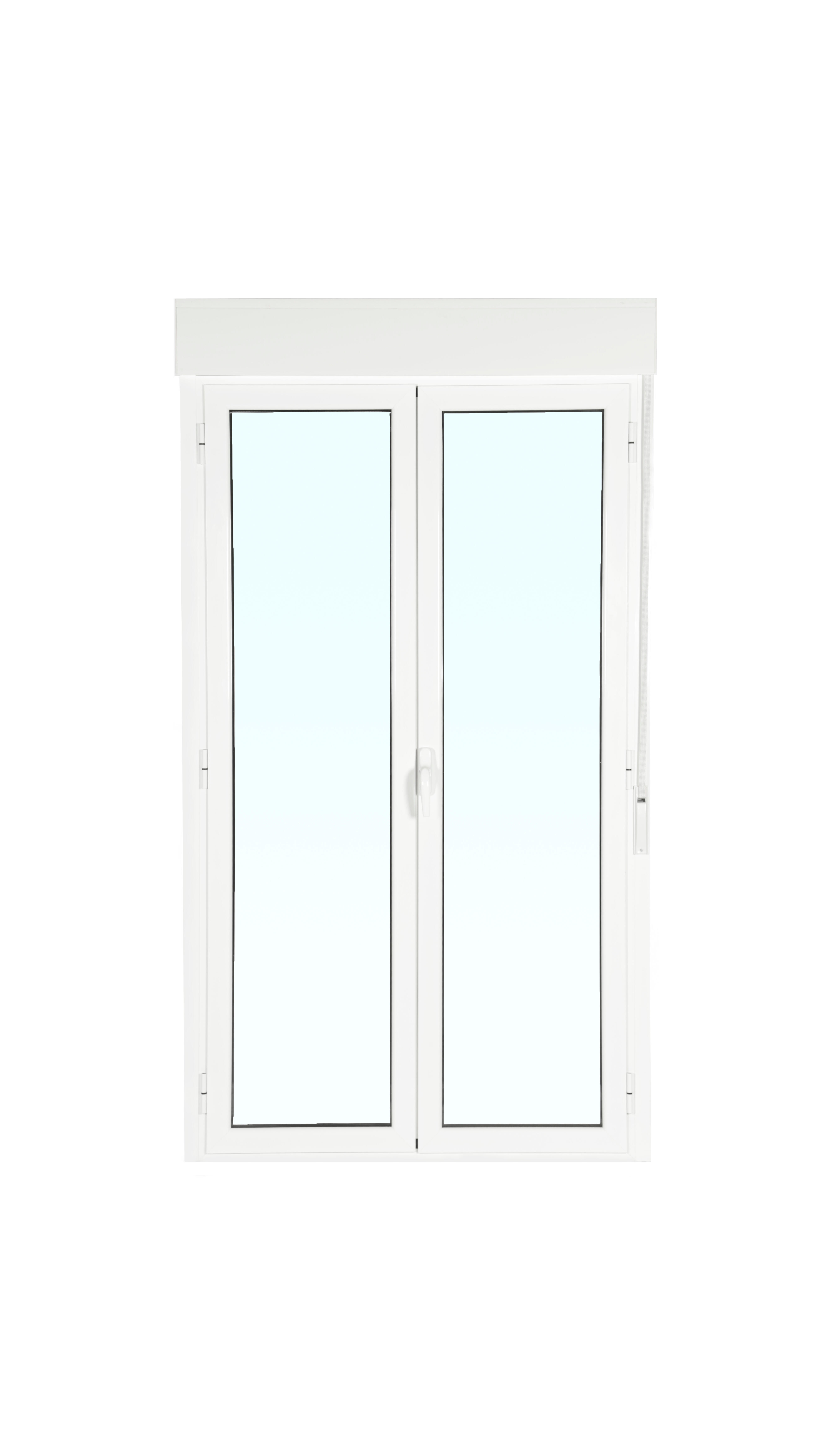 Balconera aluminio artens blanca practicable con persiana de 130x229cm