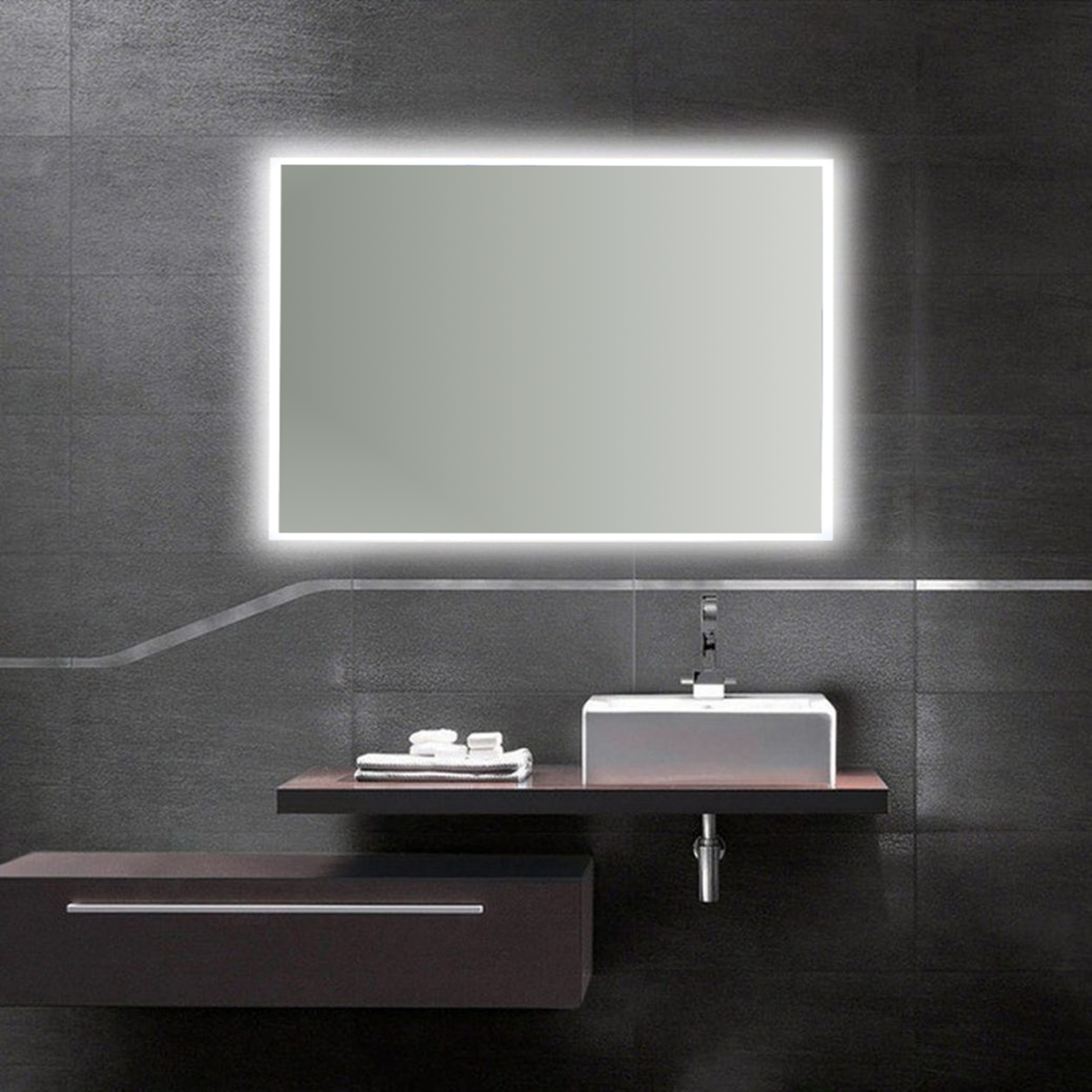 Espejo de baño con luz led eclipse 80x100 cm