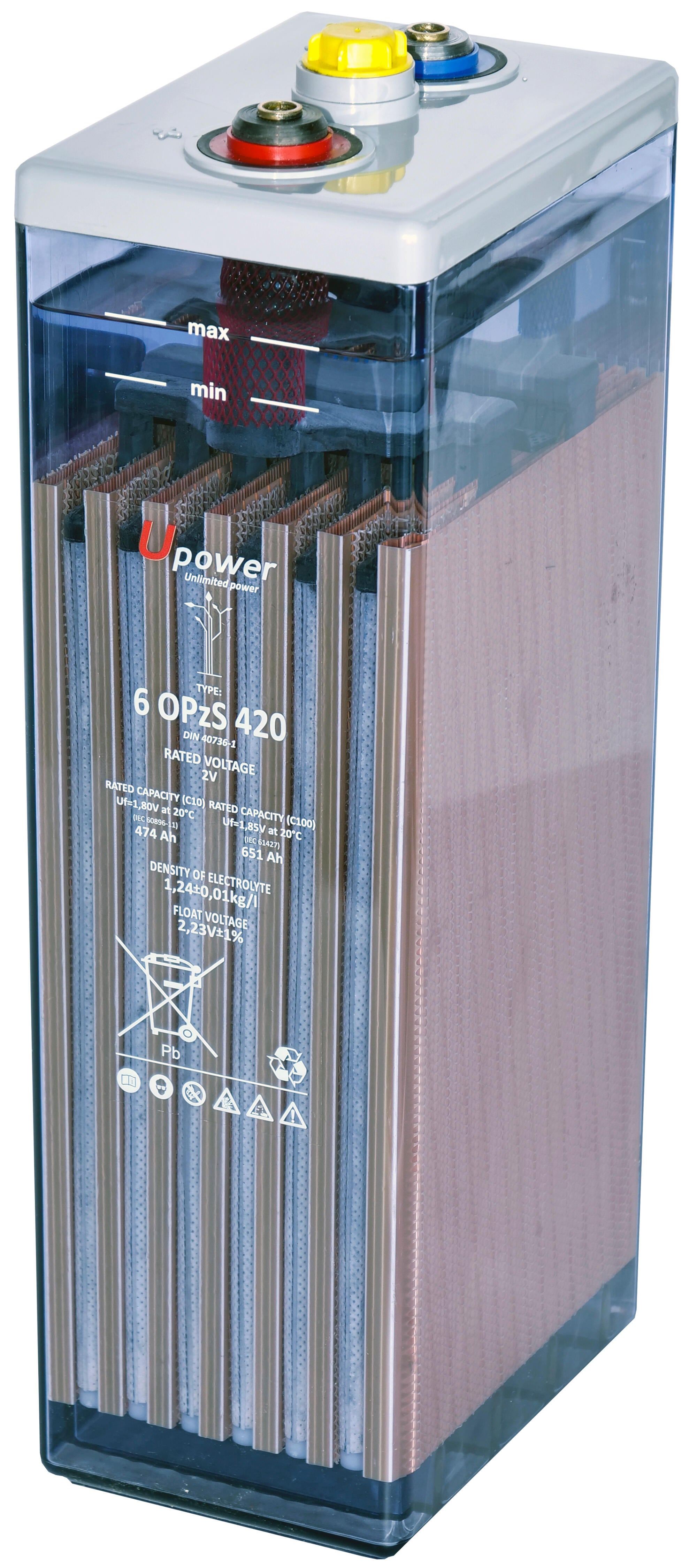 Batería solar estacionaria u-power 6 opzs 420 2v c100 750ah