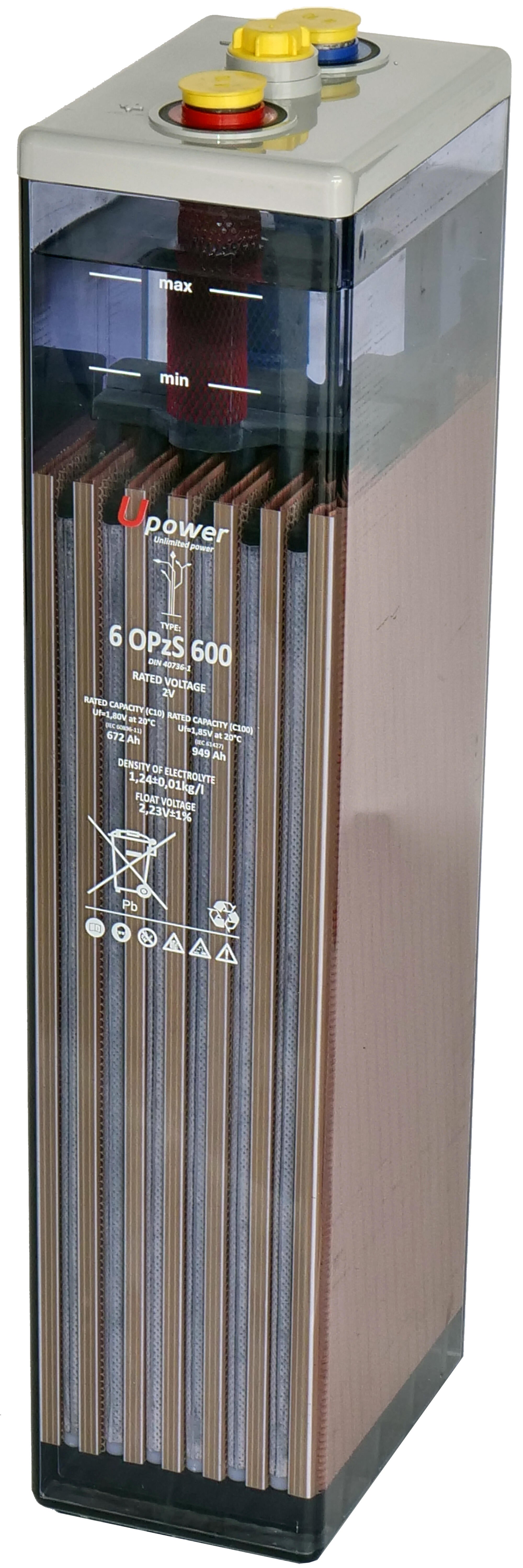 Batería solar estacionaria u-power 6 opzs 600 2v c100 1095ah