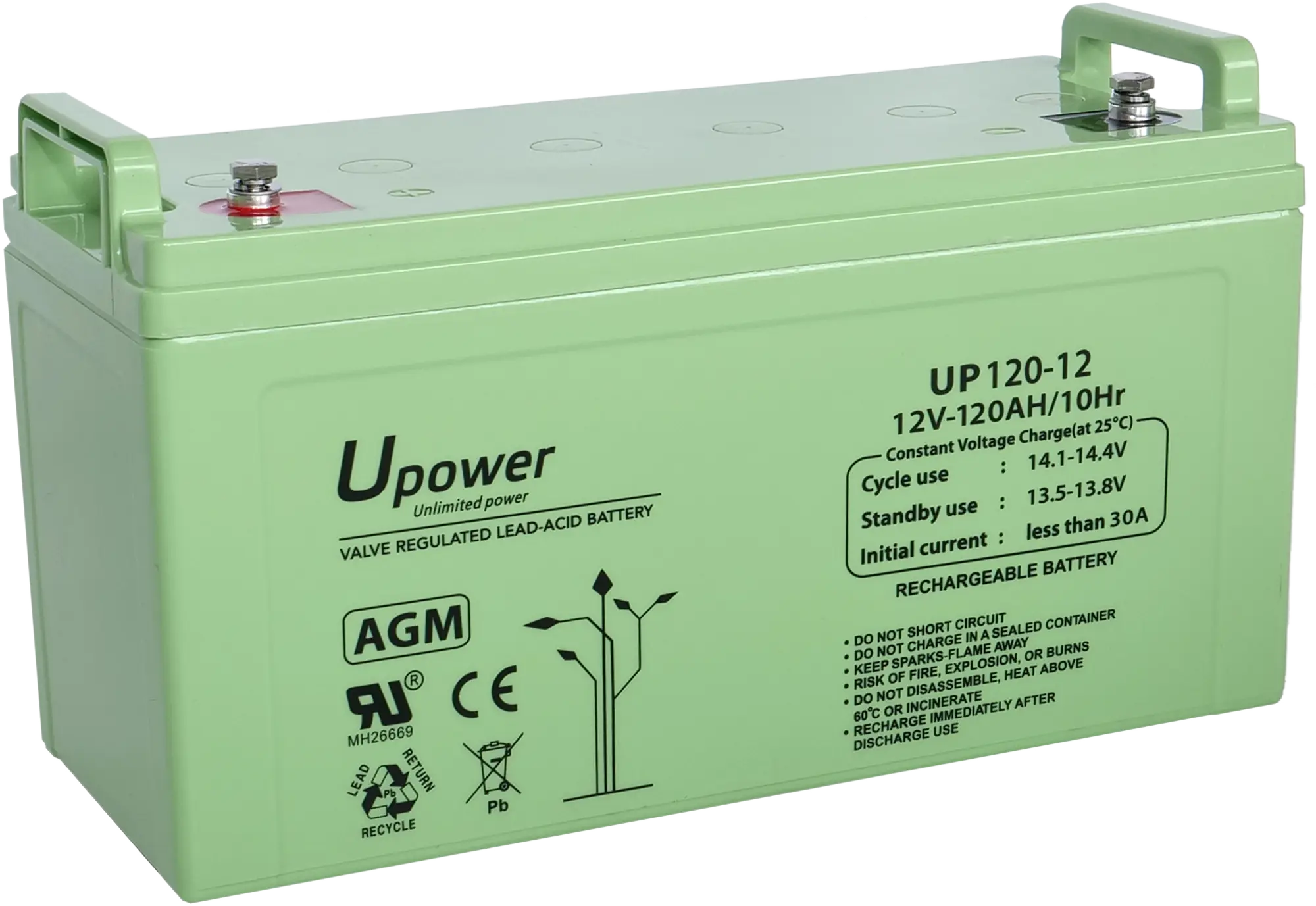 Batería solar agm u-power 12v 120ah