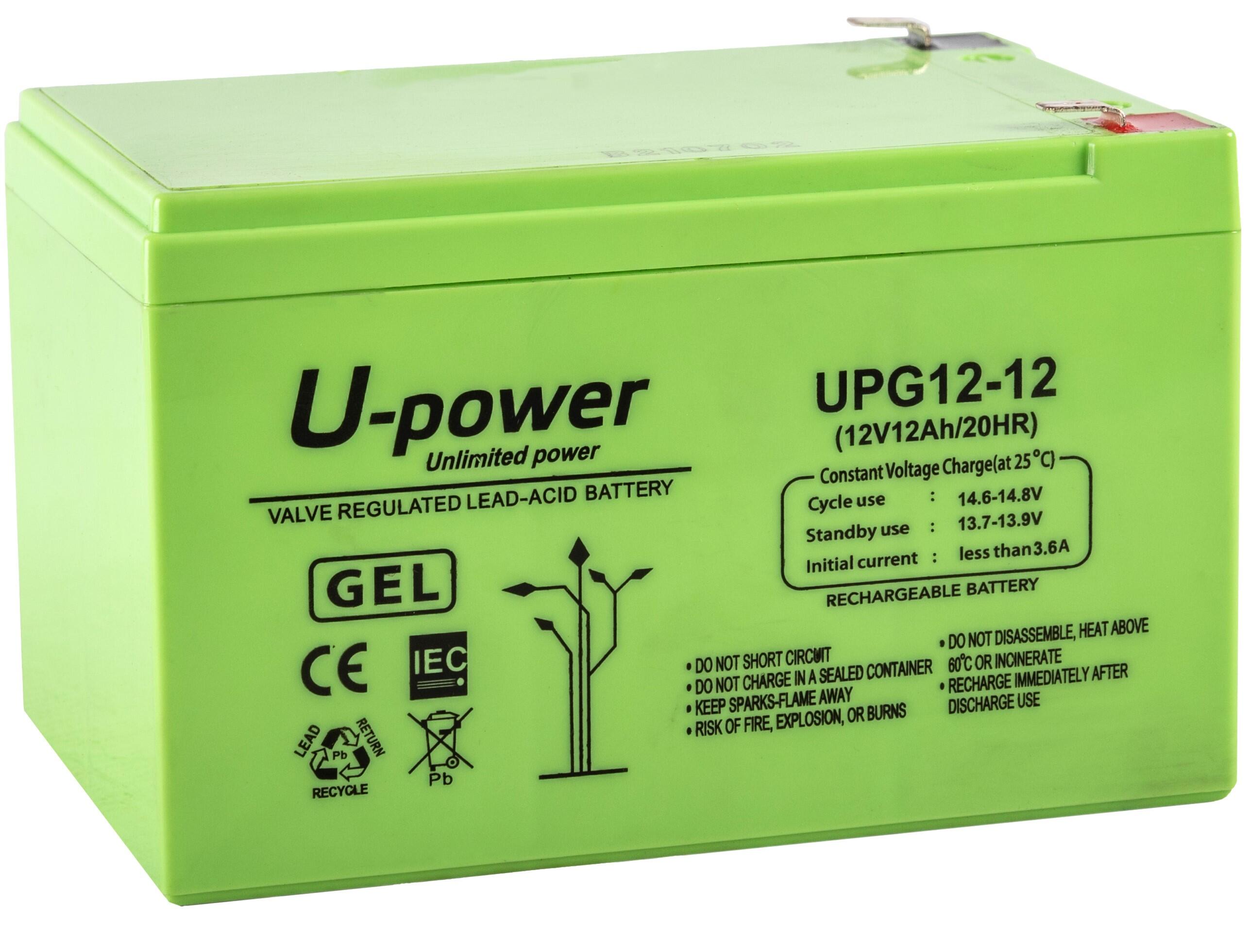 Batería solar de gel u-power 12v 12ah