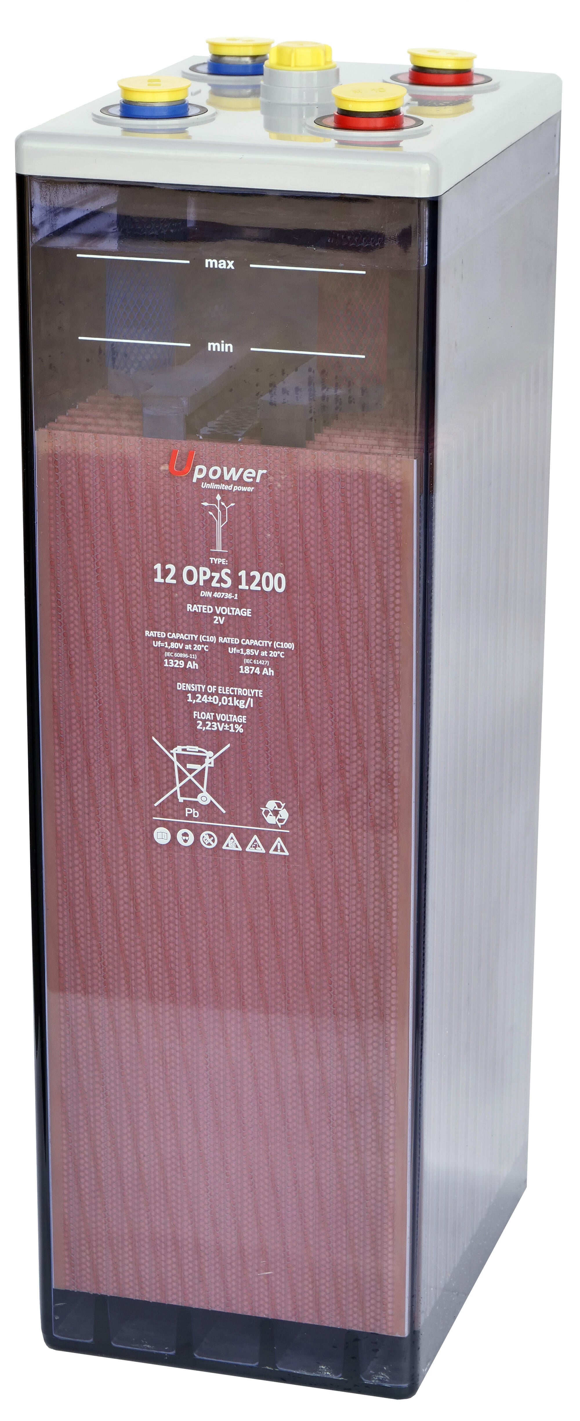 Batería solar estacionaria u-power 12 opzs 1200 2v c100 2168ah