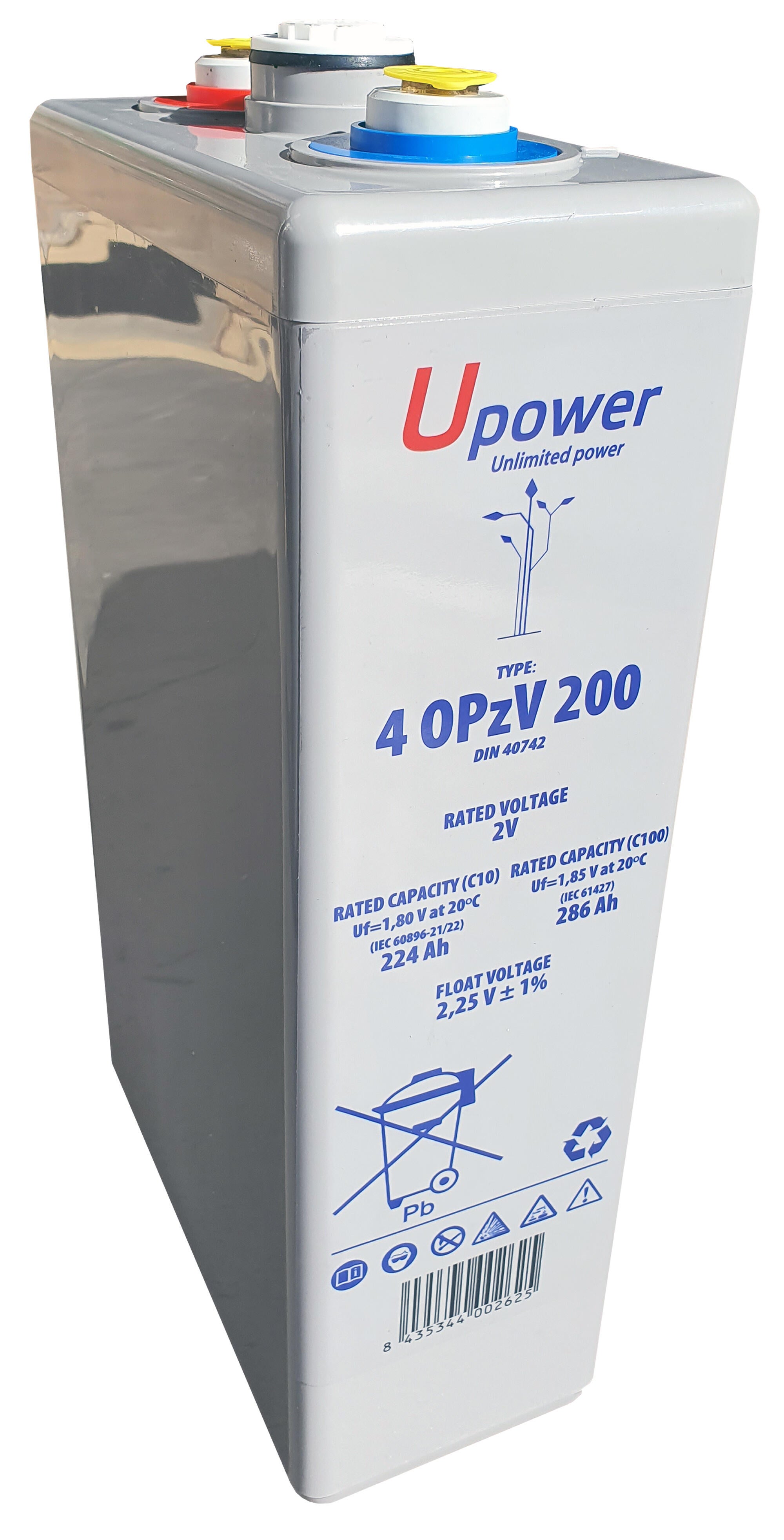 Batería solar estacionaria de gel u-power 4 opzv 200 2v c100 291ah