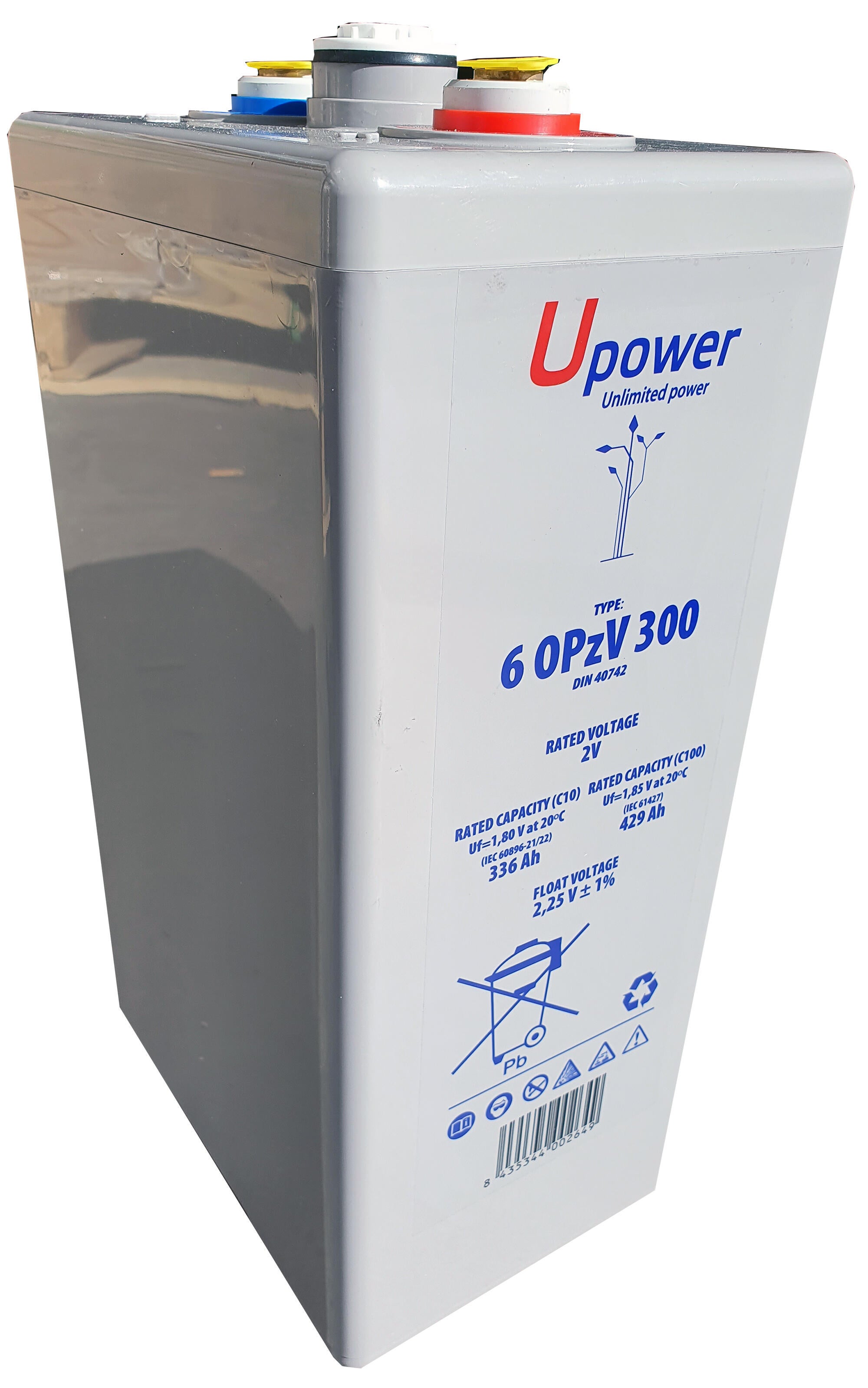 Batería solar estacionaria de gel u-power 6 opzv 300 2v c100 437ah