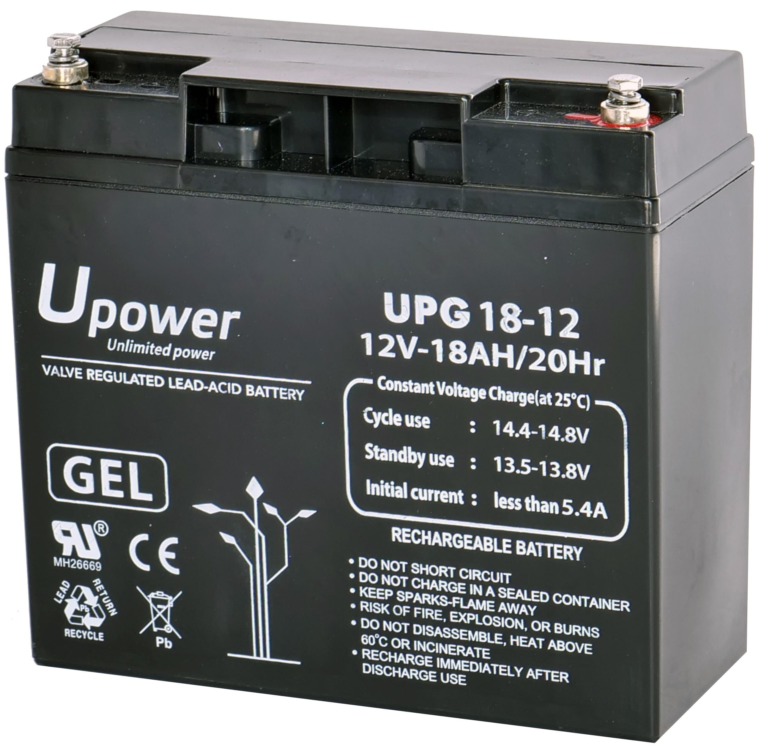 Batería solar de gel u-power 12v 18ah