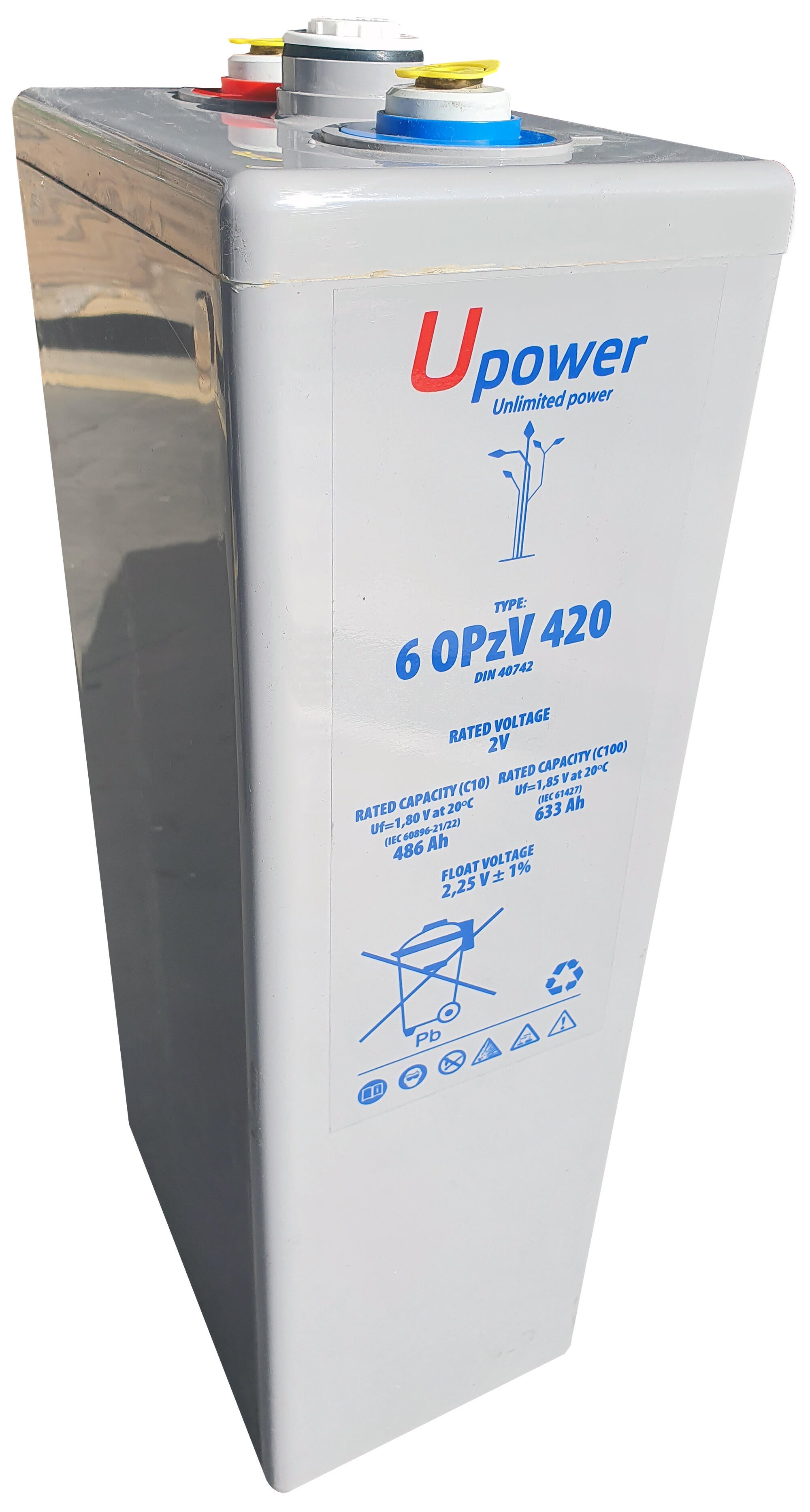 Batería solar estacionaria de gel u-power 6 opzv 420 2v c100 632ah
