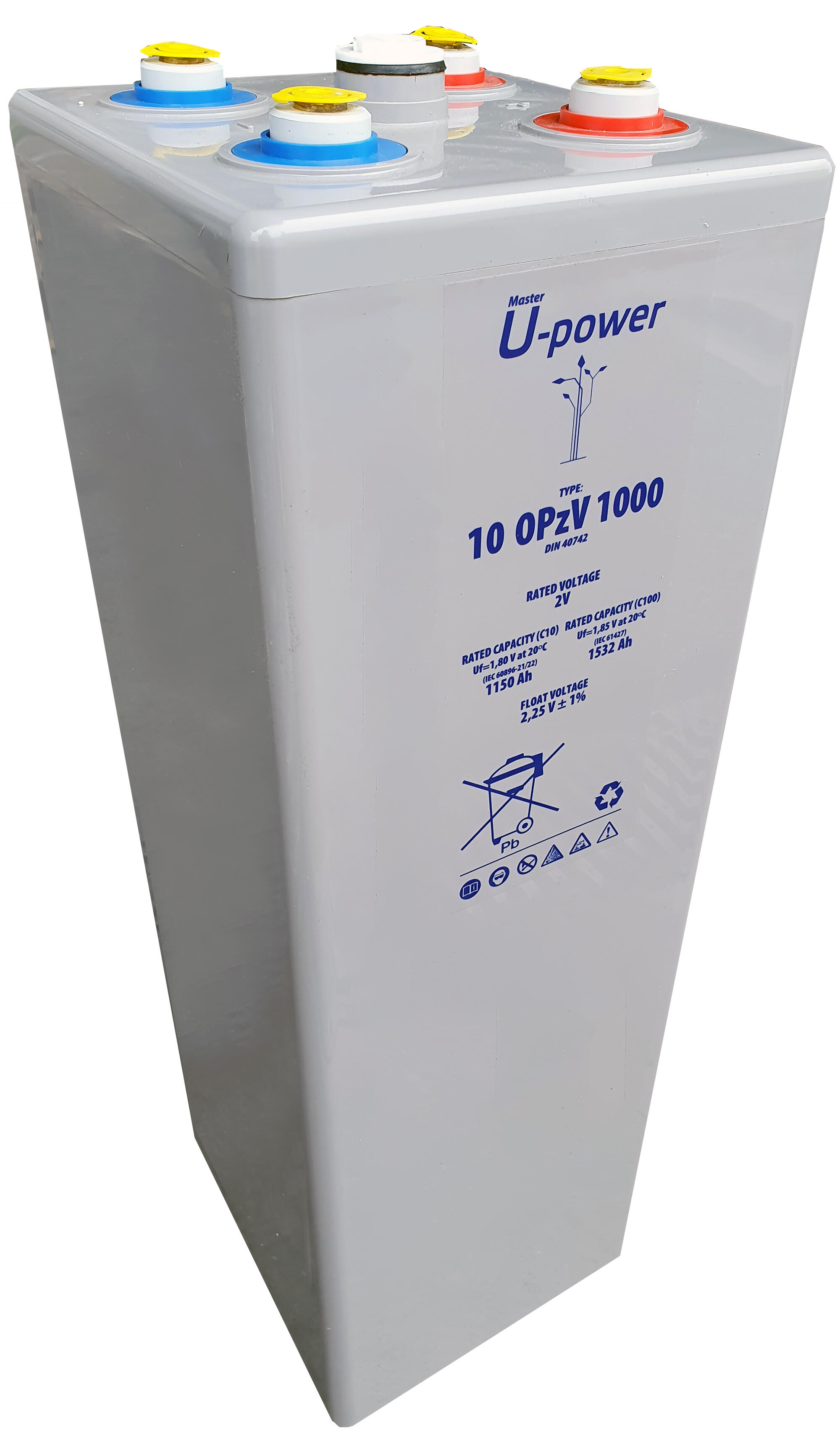 Batería solar estacionaria de gel u-power 10 opzv 1000 2v c100 1532ah