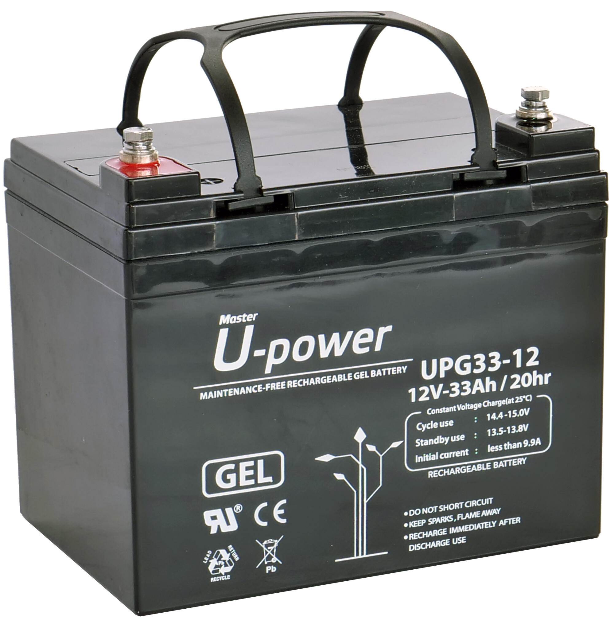 Batería solar de gel u-power 12v 33ah
