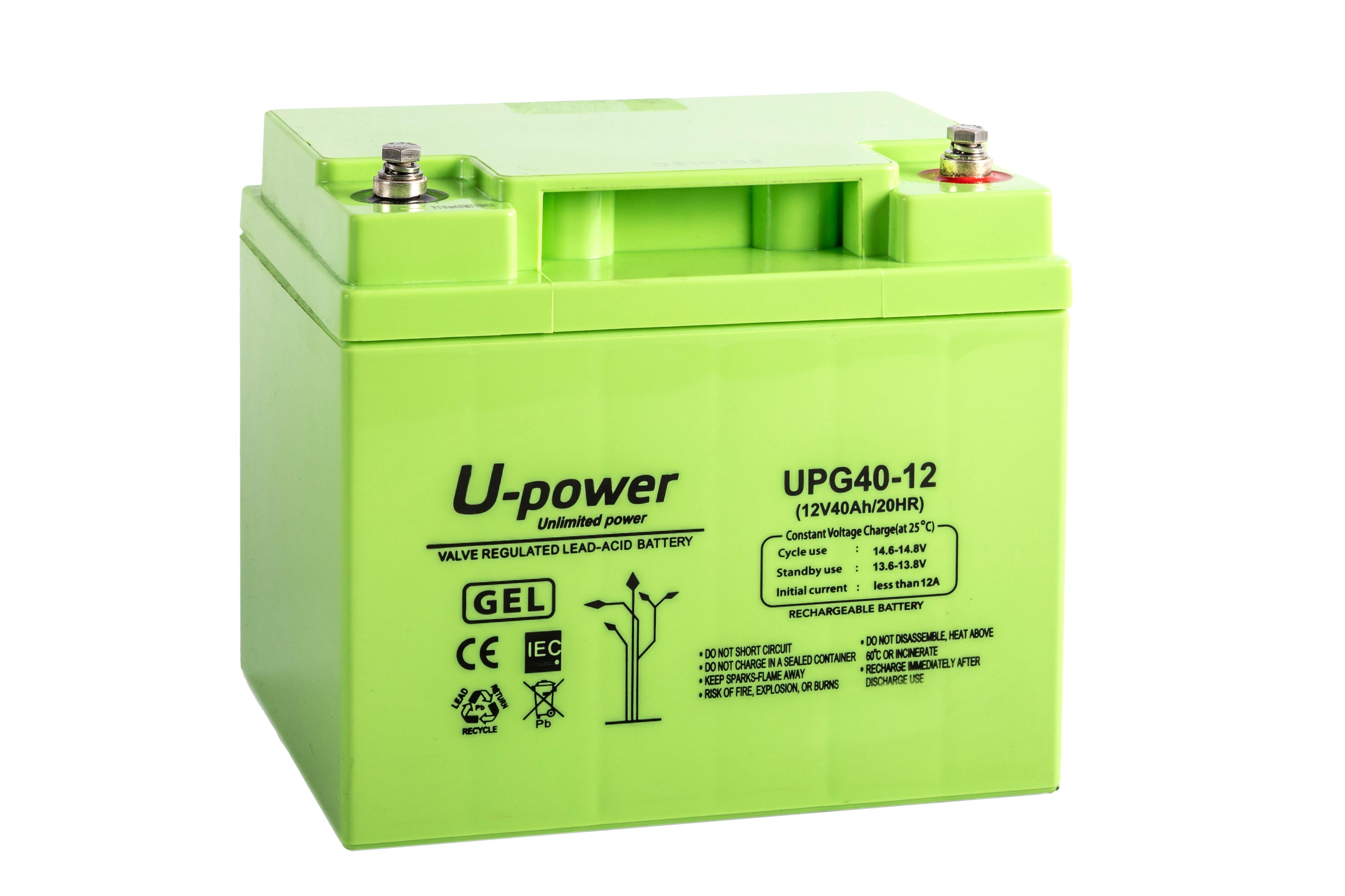 Batería solar de gel u-power 12v 40ah