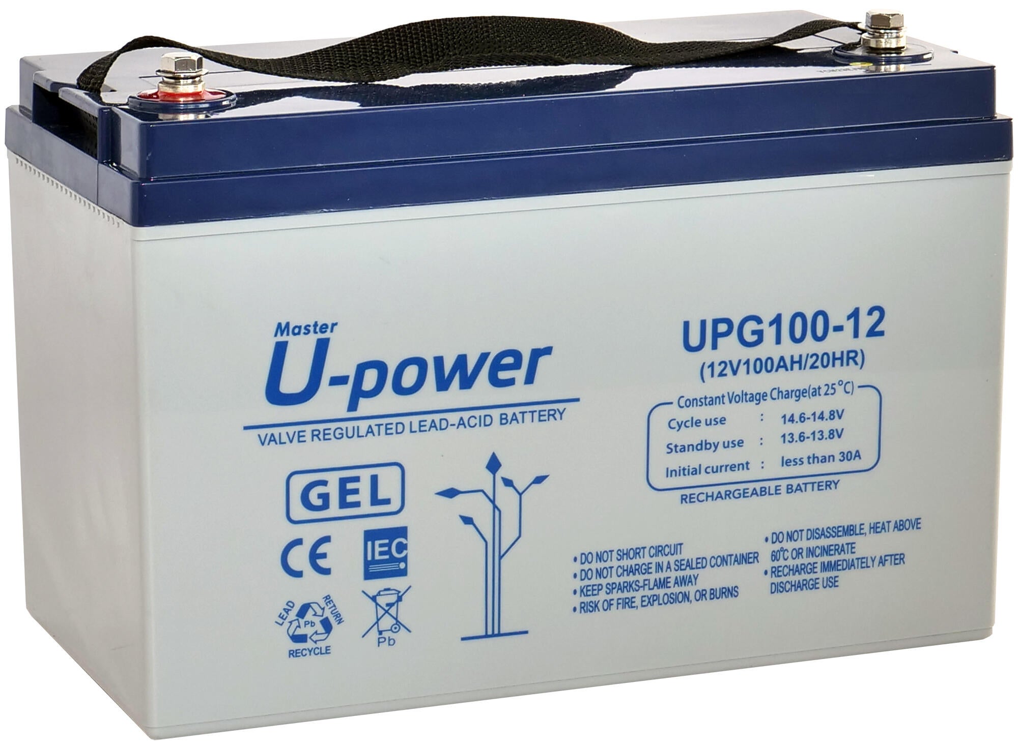 Batería solar de gel u-power 12v 100ah