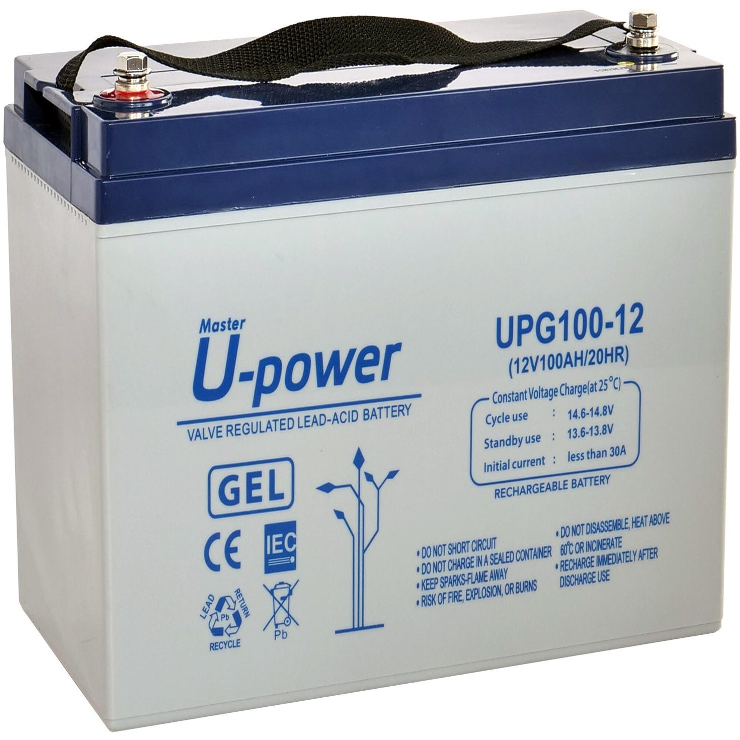 Batería solar de carbono gel U-POWER 12V 45Ah